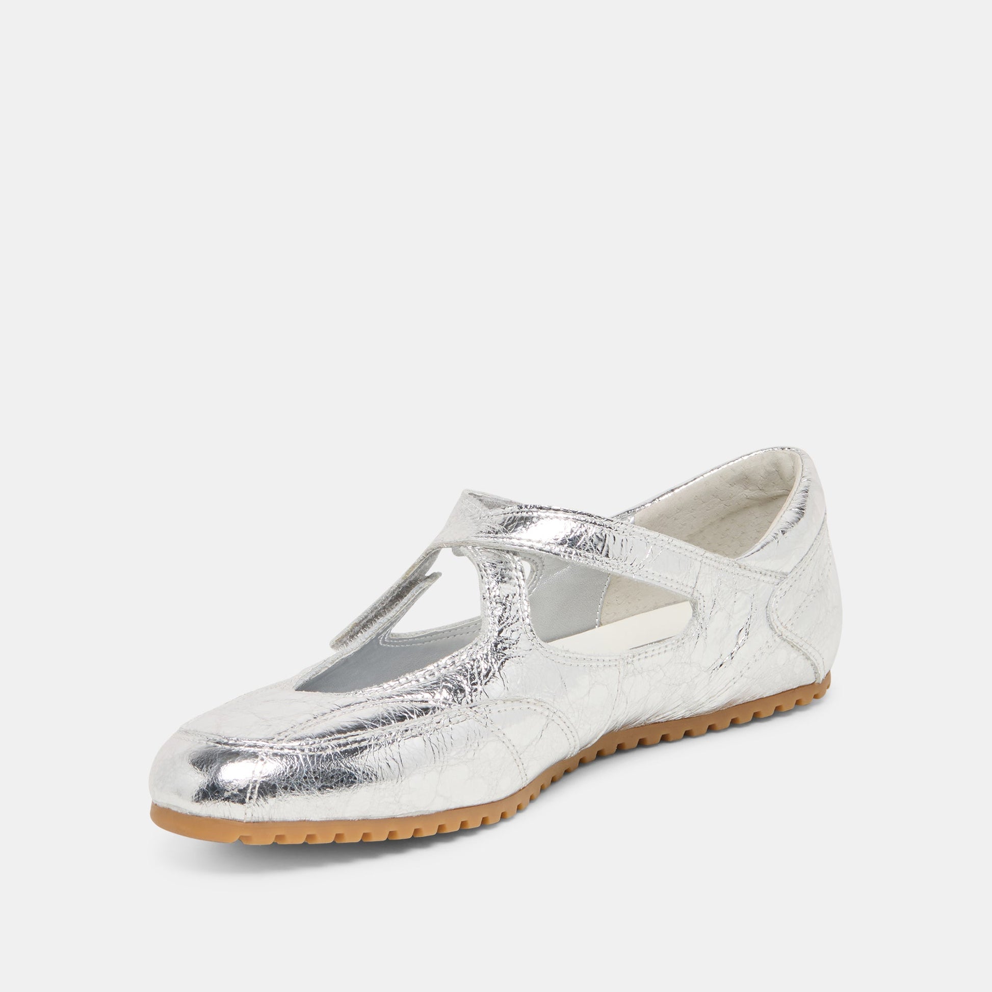 Dolce Vita YONO Silver Distressed Leather Ballet Sneaker Flats