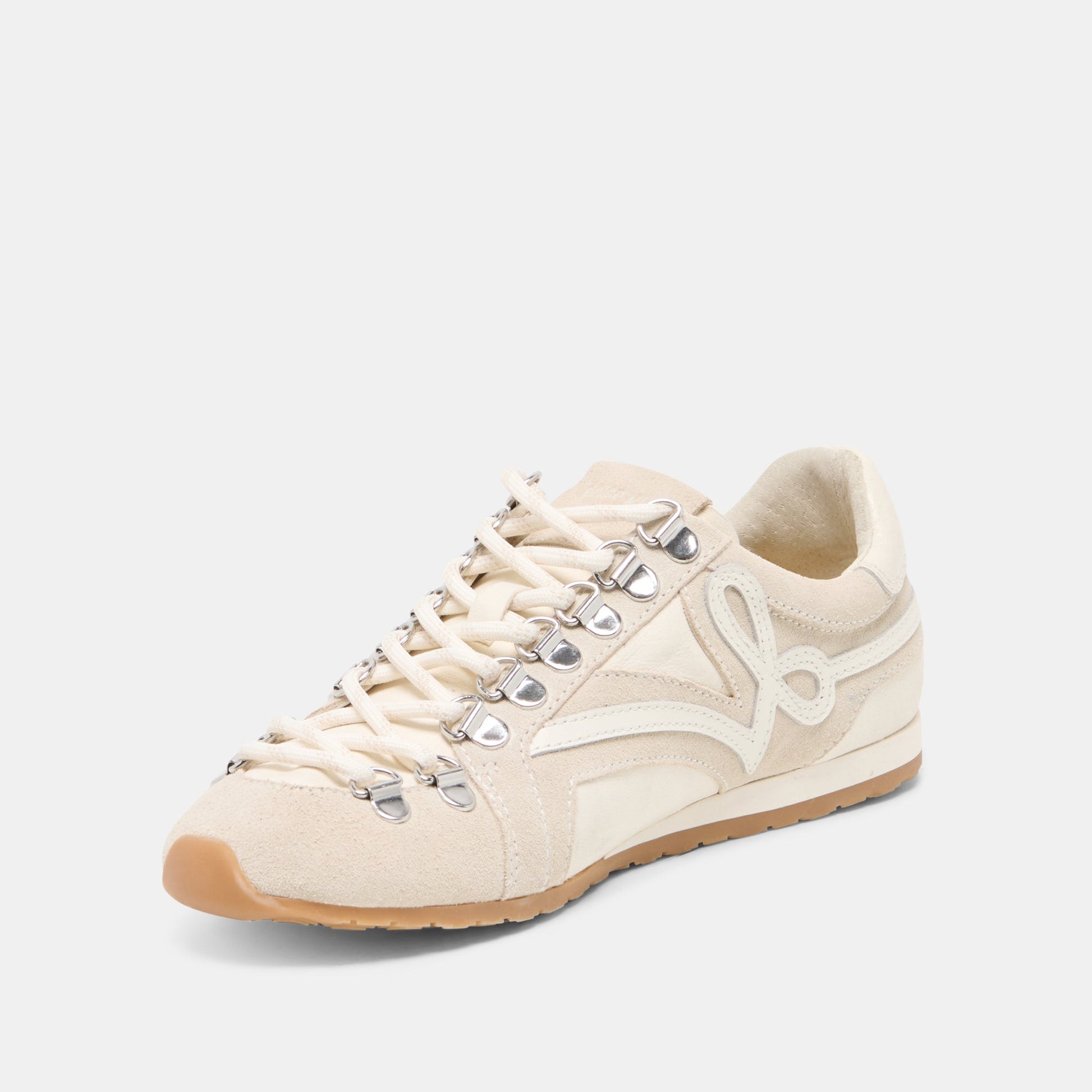Dolce Vita DEACON Ivory Suede Lace-Up Sneakers