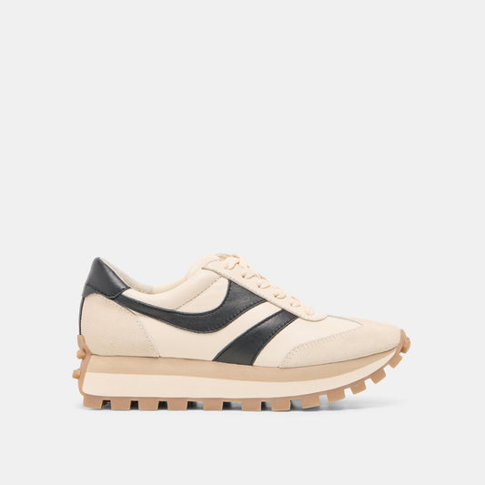 Dolce Vita TRESA White Black Leather Platform Sneakers