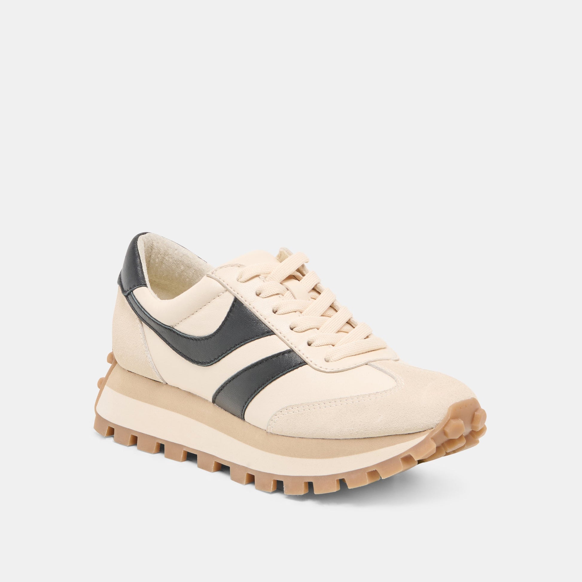Dolce Vita TRESA White Black Leather Platform Sneakers