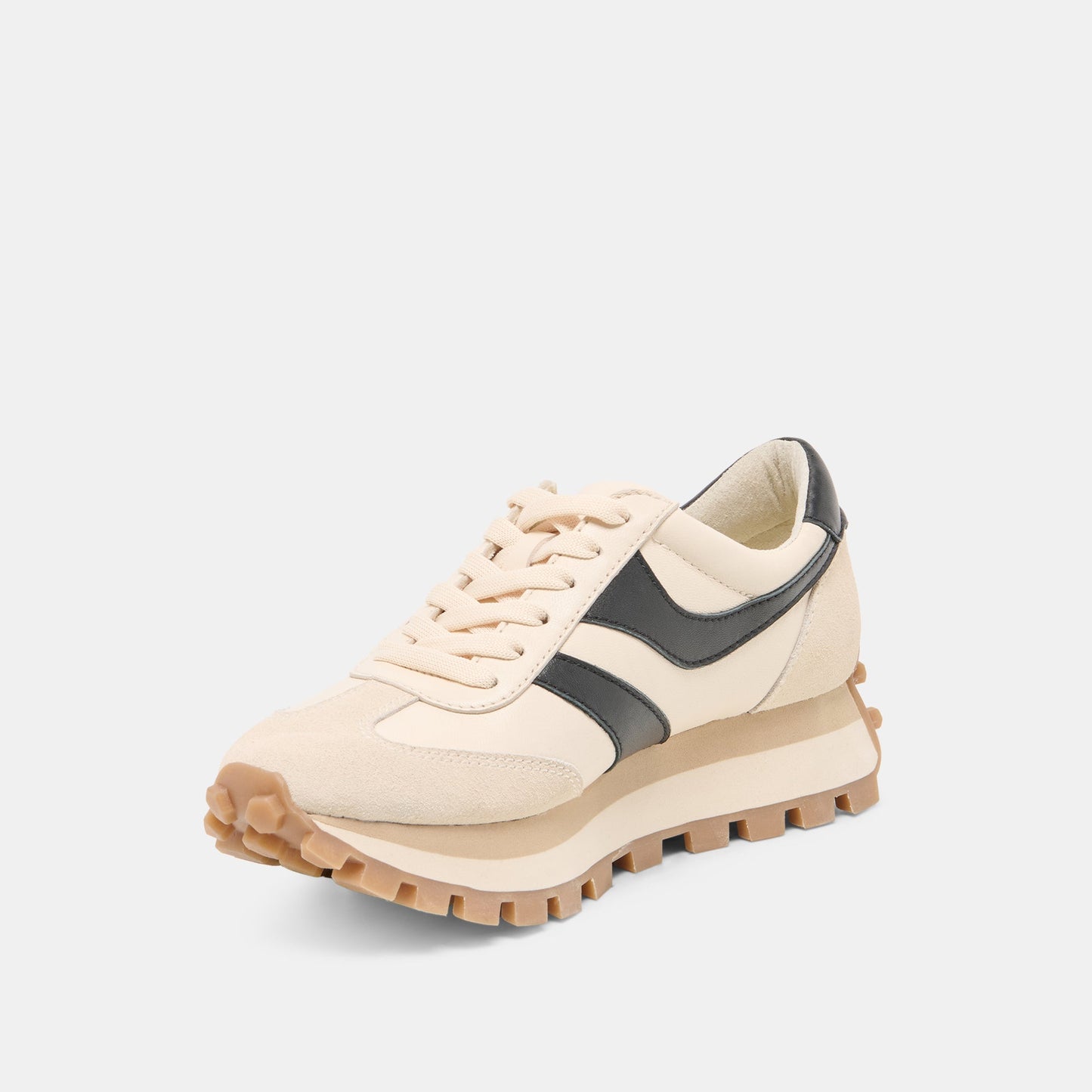 Dolce Vita TRESA White Black Leather Platform Sneakers