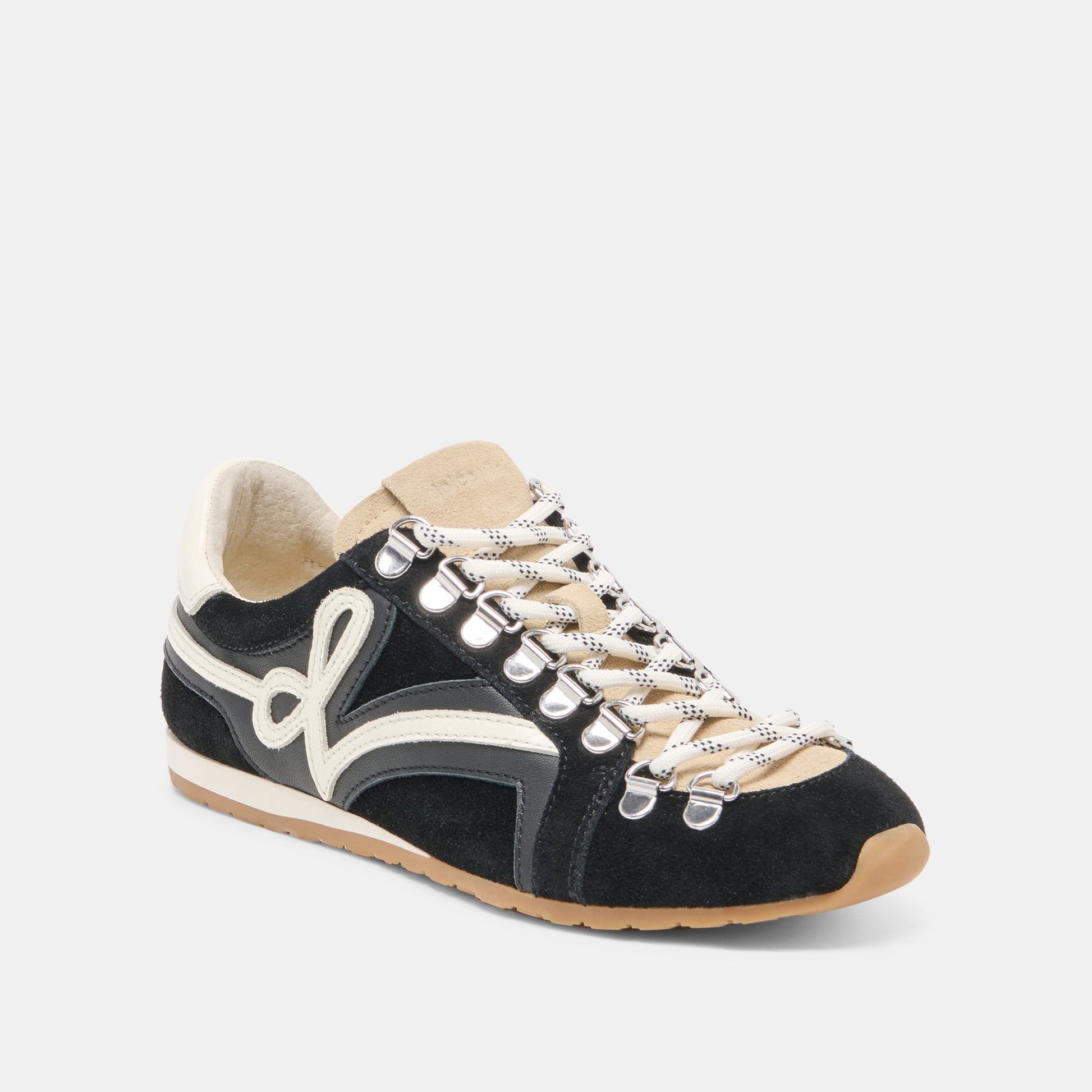 Dolce Vita DEACON Black White Suede Lace-Up Sneakers