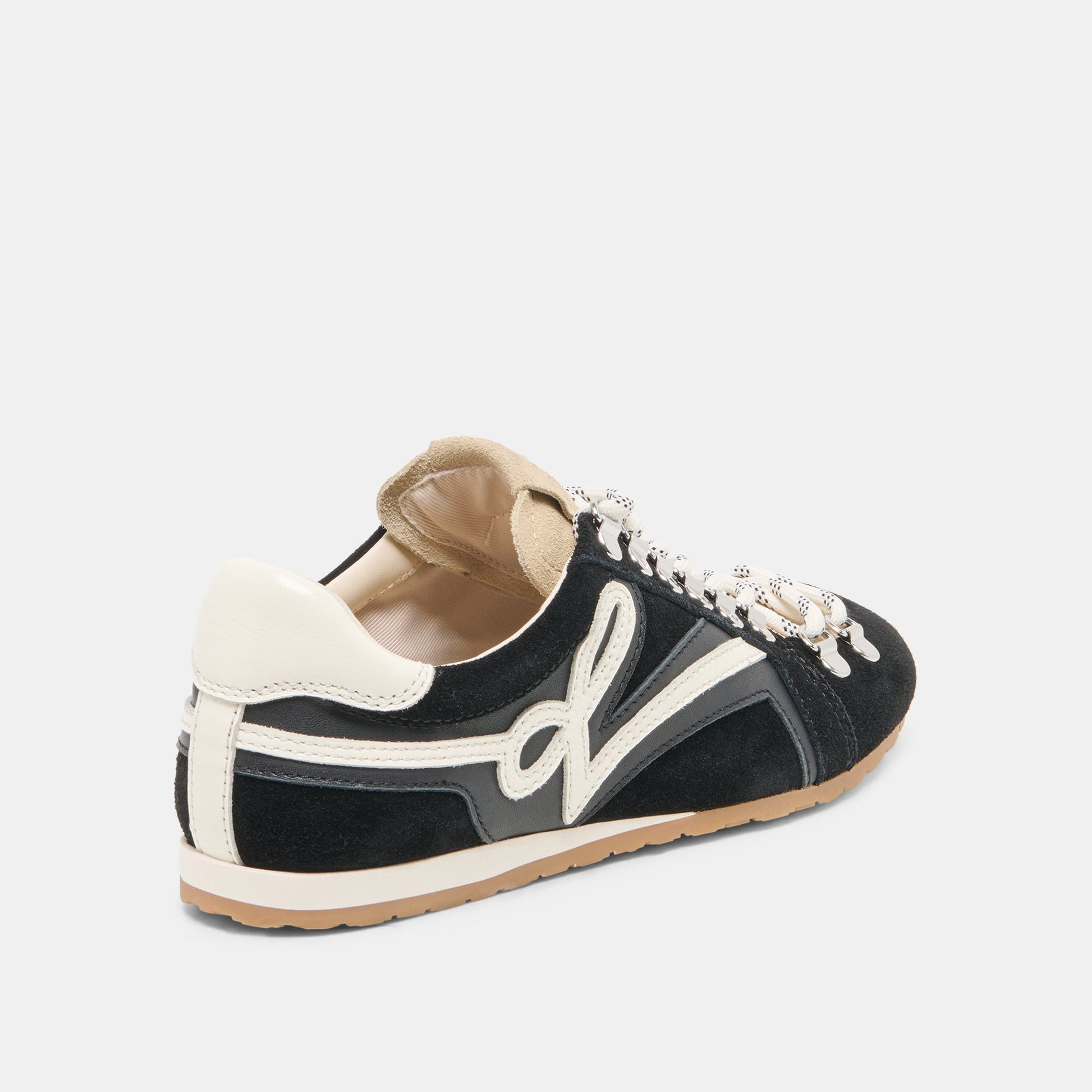 Dolce Vita DEACON Black White Suede Lace-Up Sneakers