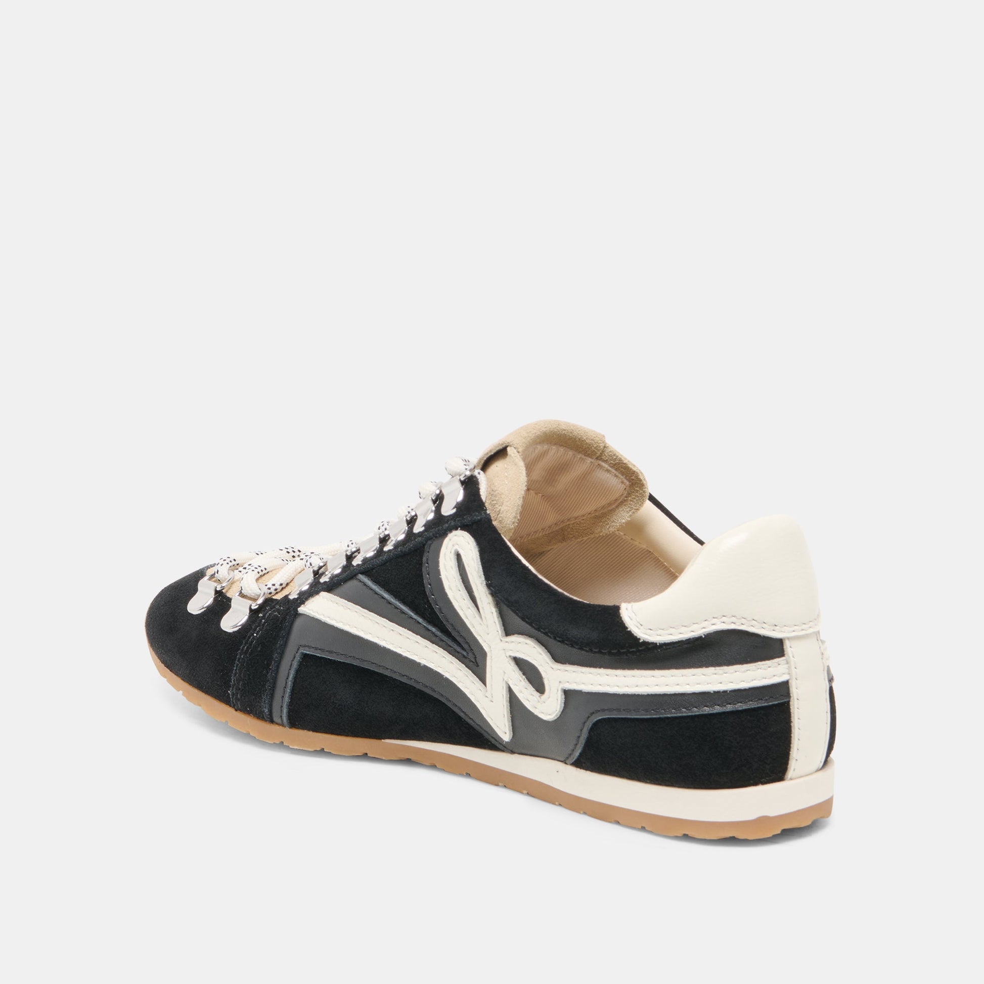 Dolce Vita DEACON Black White Suede Lace-Up Sneakers