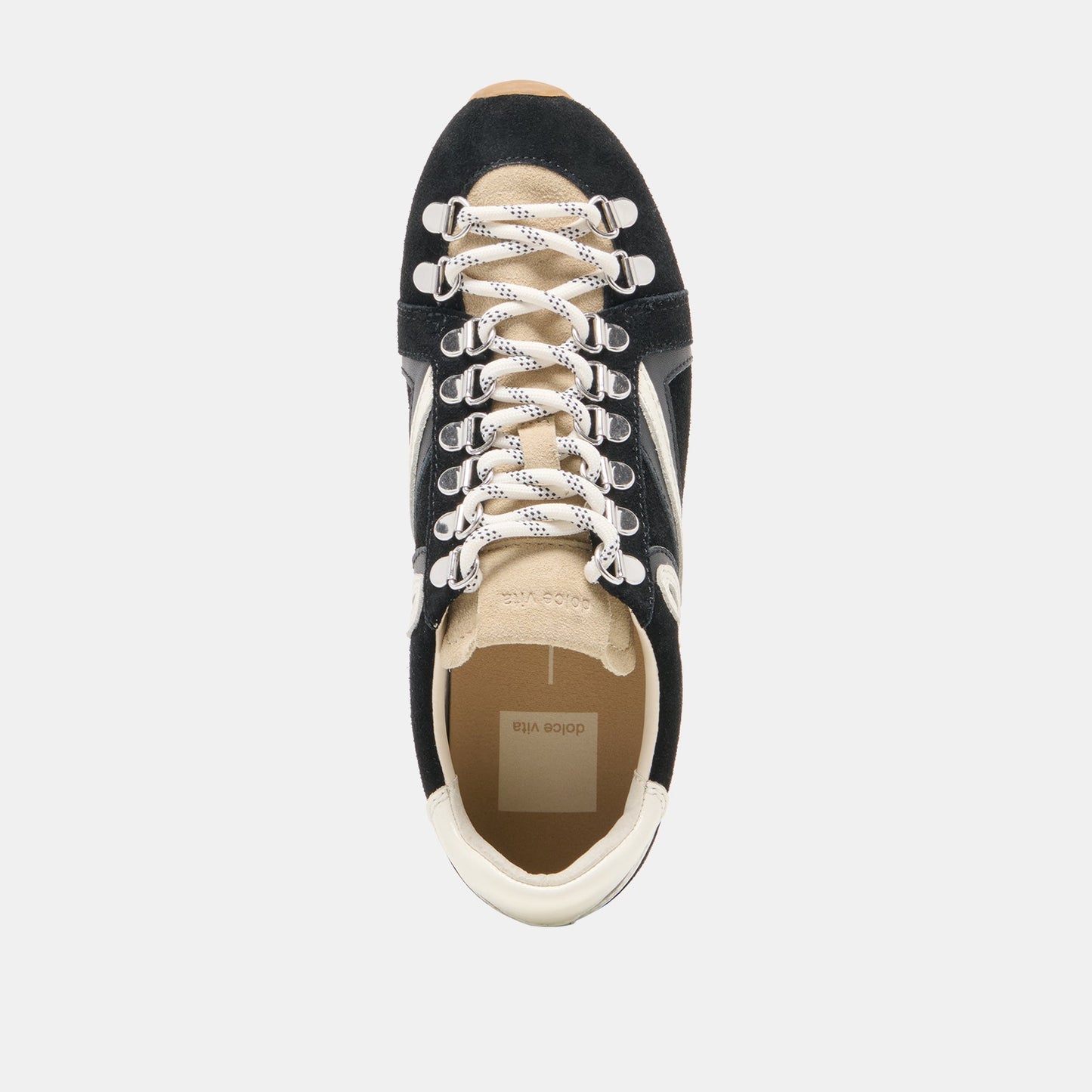 Dolce Vita DEACON Black White Suede Lace-Up Sneakers