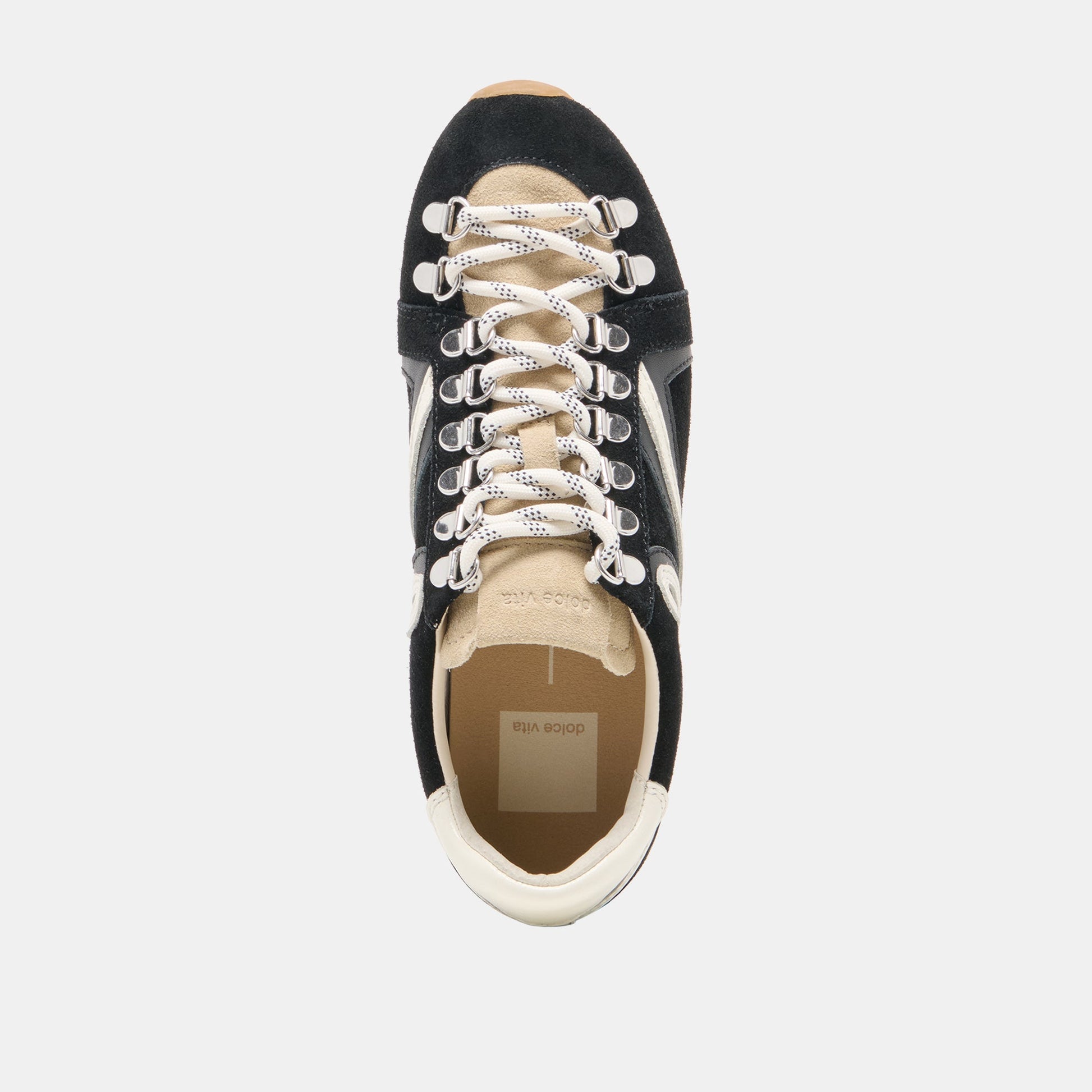 Dolce Vita DEACON Black White Suede Lace-Up Sneakers