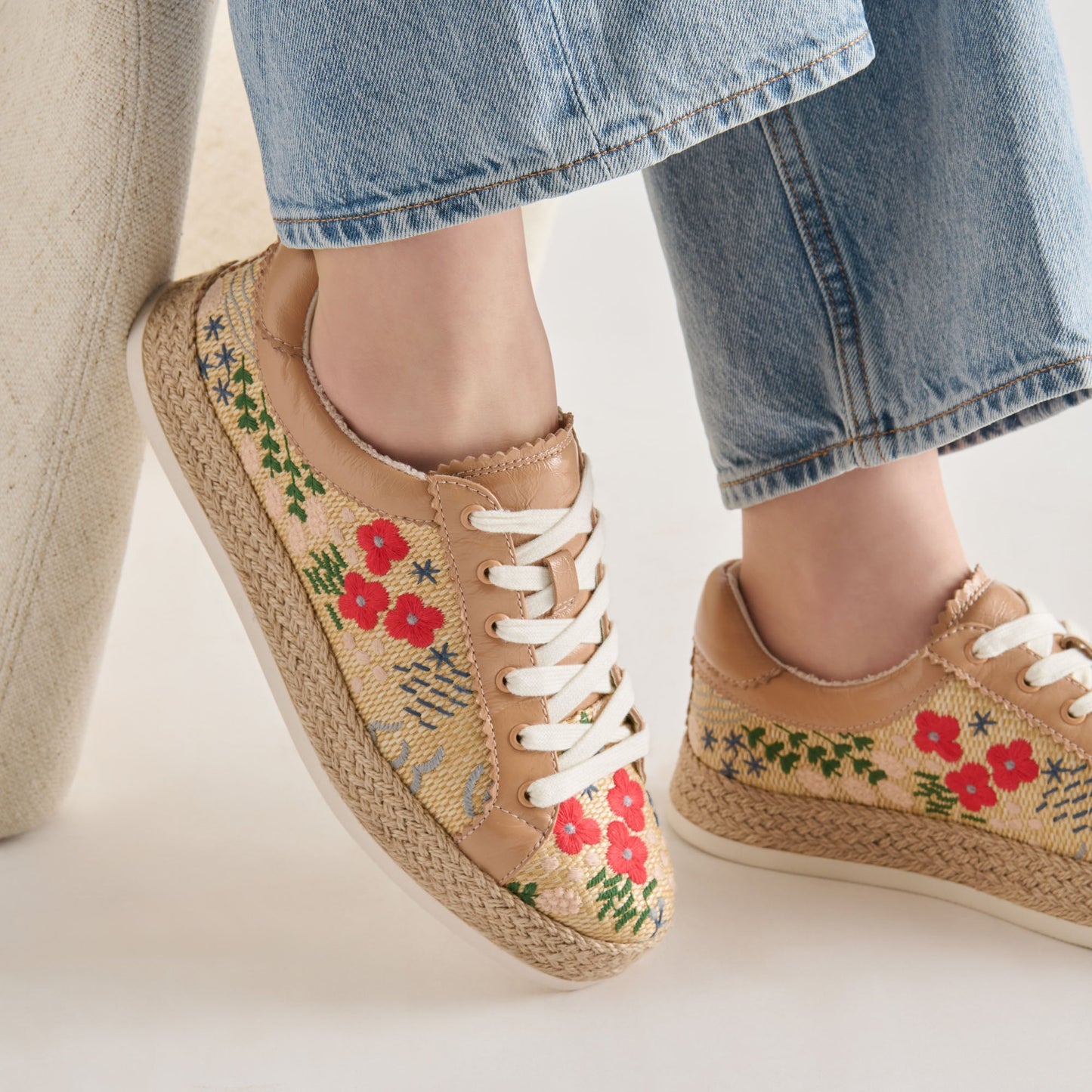 Dolce Vita Azalia Sand Floral Raffia Heels