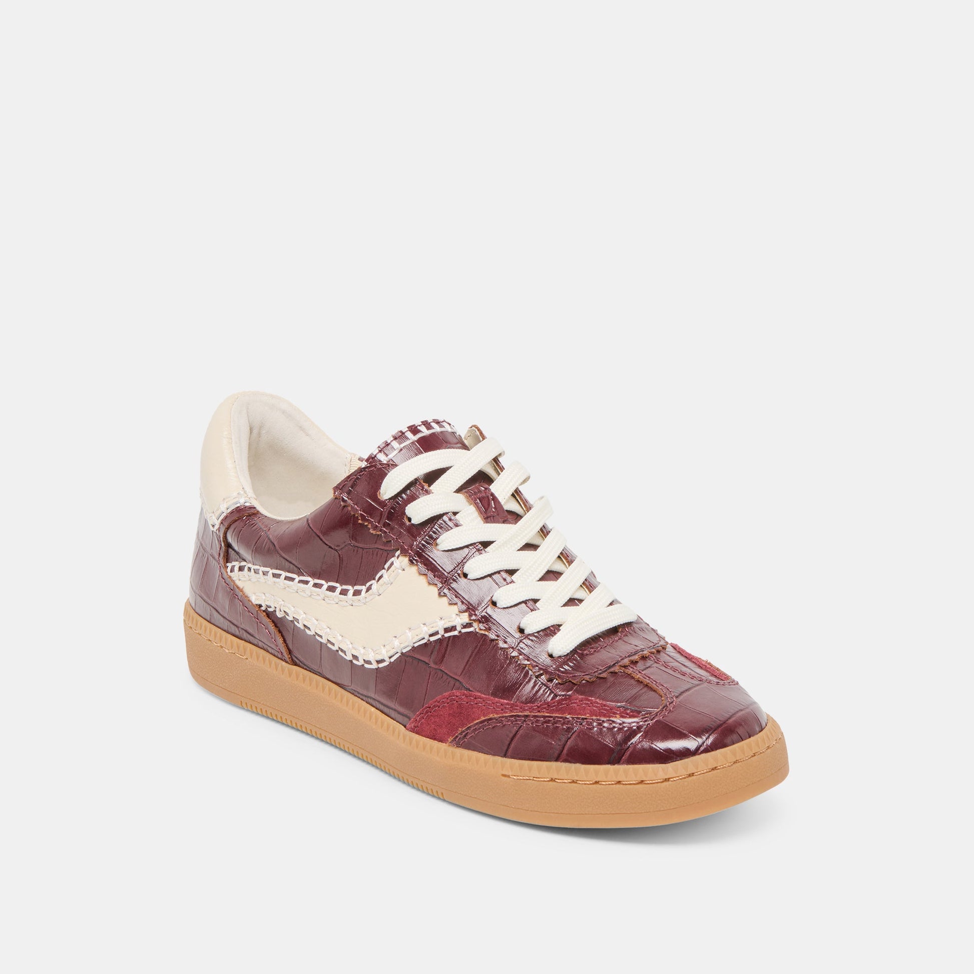 Dolce Vita NOTICE STITCH SNEAKERS OXBLOOD CROCO EMBOSSED LEATHER
 – Dolce Vita