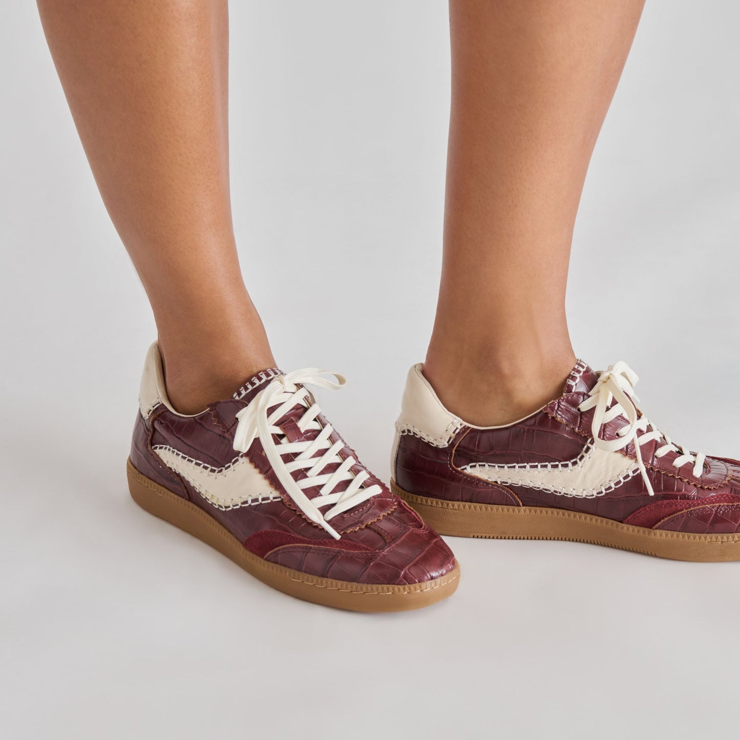 Dolce Vita NOTICE STITCH SNEAKERS OXBLOOD CROCO EMBOSSED LEATHER
 – Dolce Vita