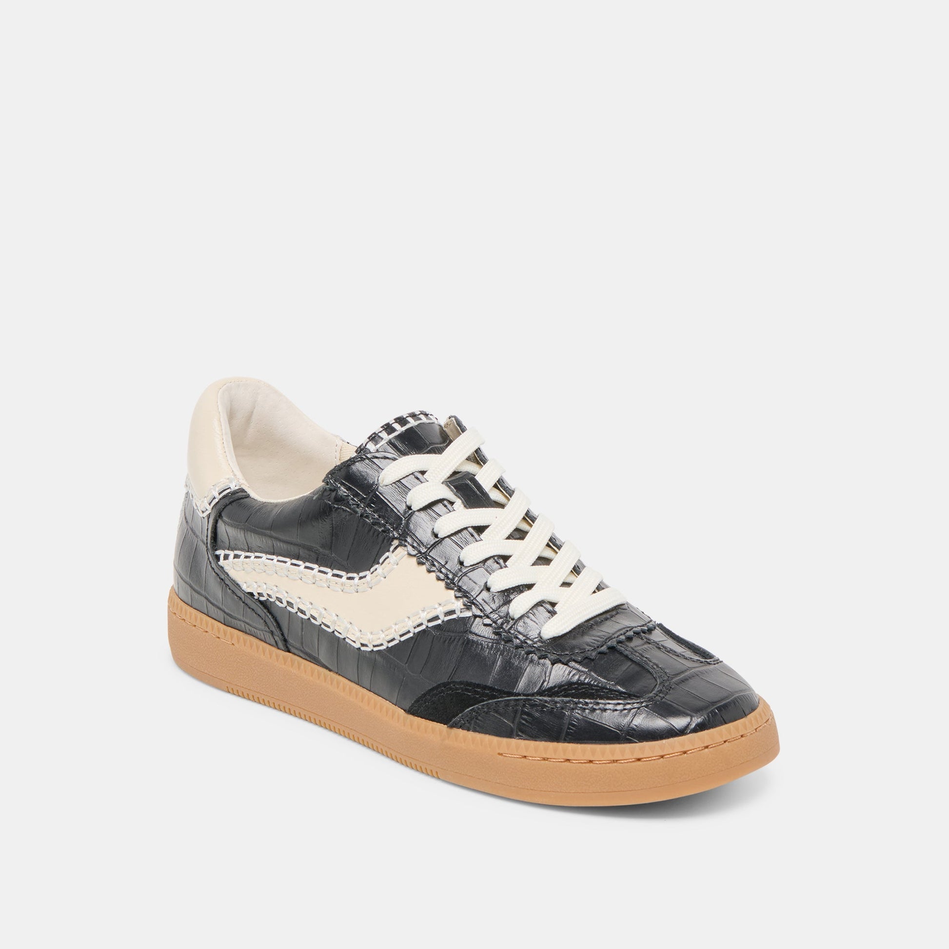 Dolce Vita NOTICE STITCH SNEAKERS NOIR CROCO EMBOSSED LEATHER
 – Dolce Vita