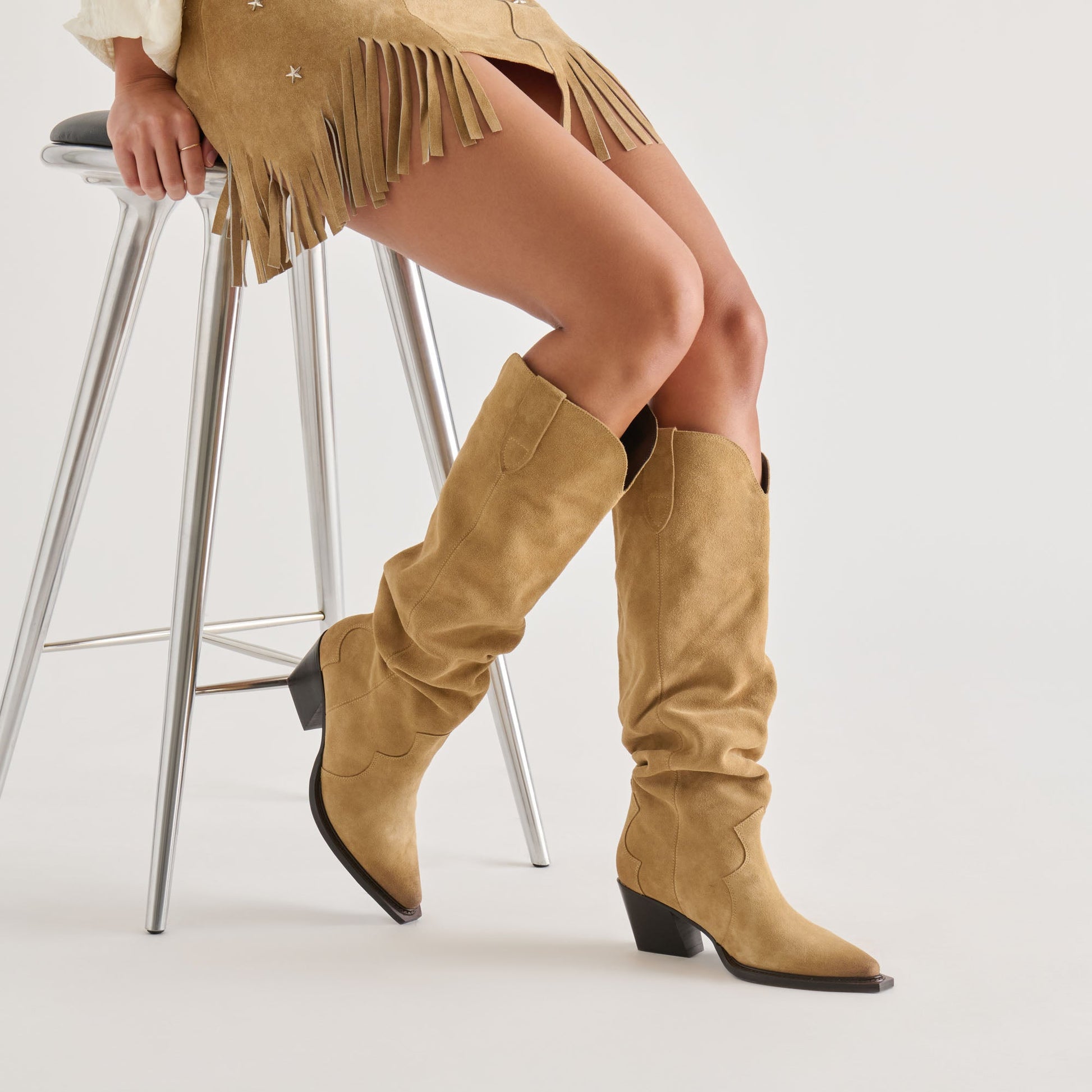 Dolce Vita Buckly Camel Suede Boots
