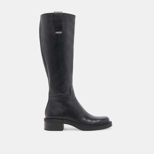 Dolce Vita Glory H2O Waterproof Black Leather Wide Calf Boots