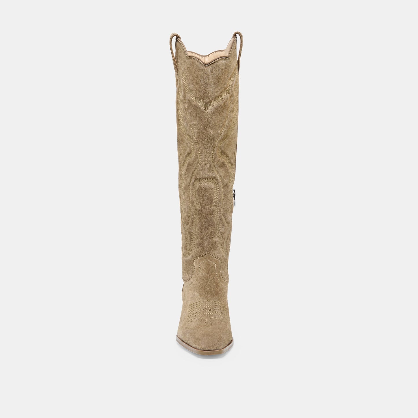 Dolce Vita LUNI Taupe Suede Knee-High Pointed Toe Western Boots