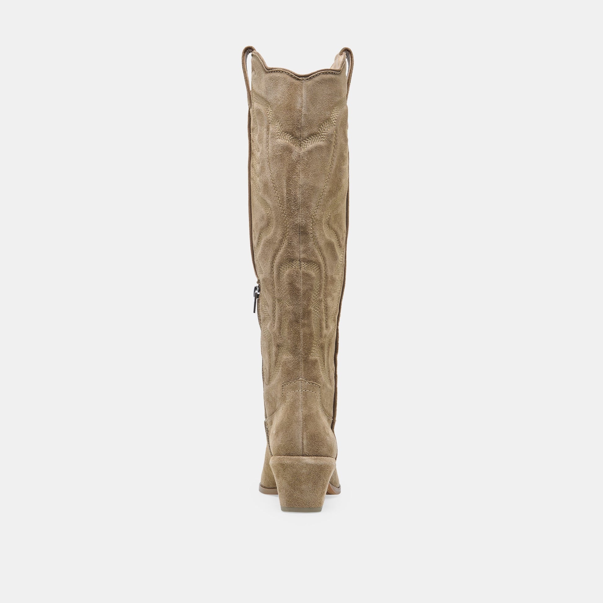 Dolce Vita LUNI Taupe Suede Knee-High Pointed Toe Western Boots