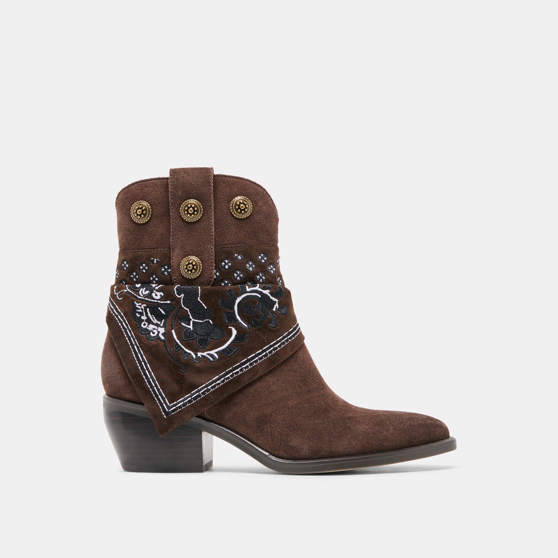 Dolce Vita MEKALA Dk Brown Suede Pointed-Toe Ankle Western Boots