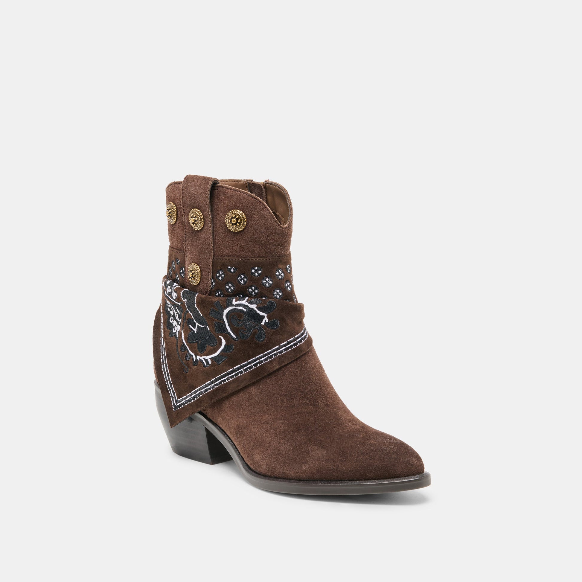 Dolce Vita MEKALA Dk Brown Suede Pointed-Toe Ankle Western Boots