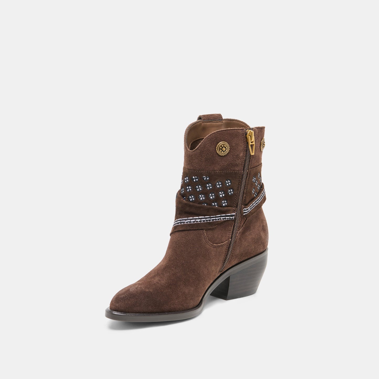 Dolce Vita MEKALA Dk Brown Suede Pointed-Toe Ankle Western Boots