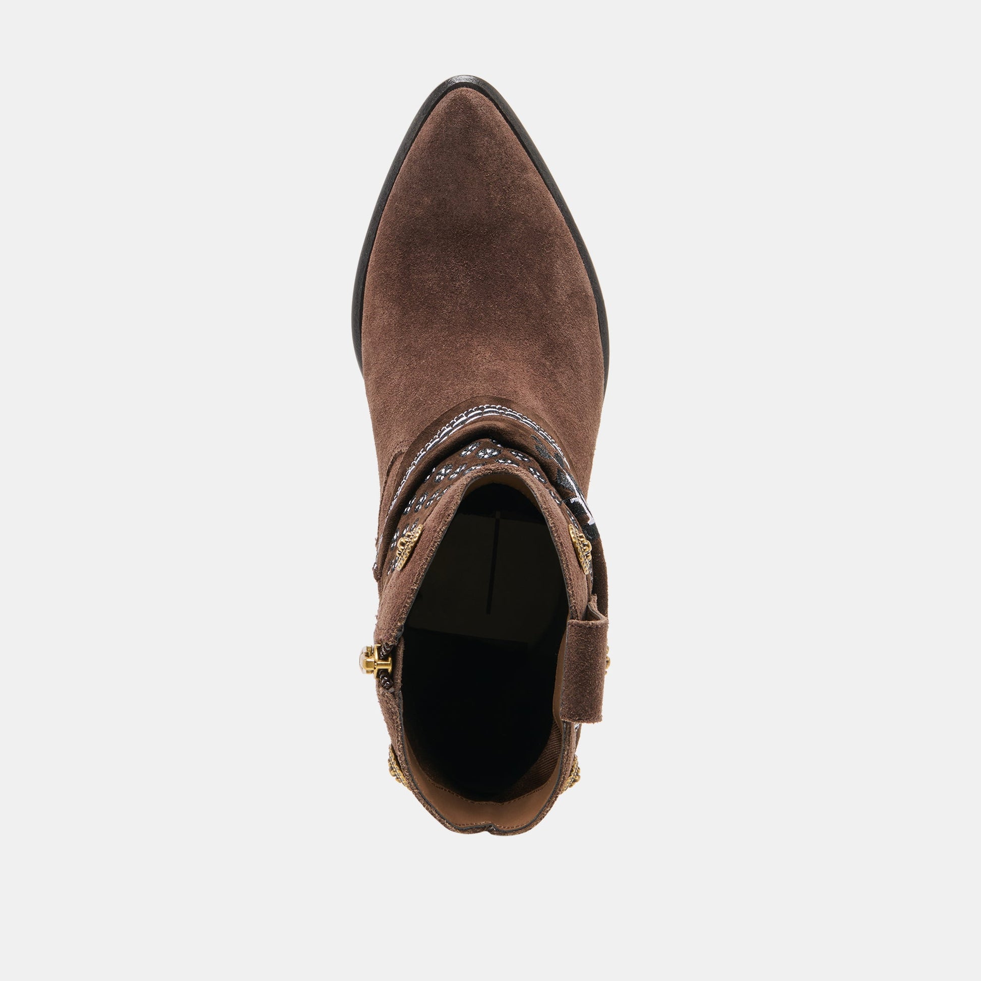 Dolce Vita MEKALA Dk Brown Suede Pointed-Toe Ankle Western Boots