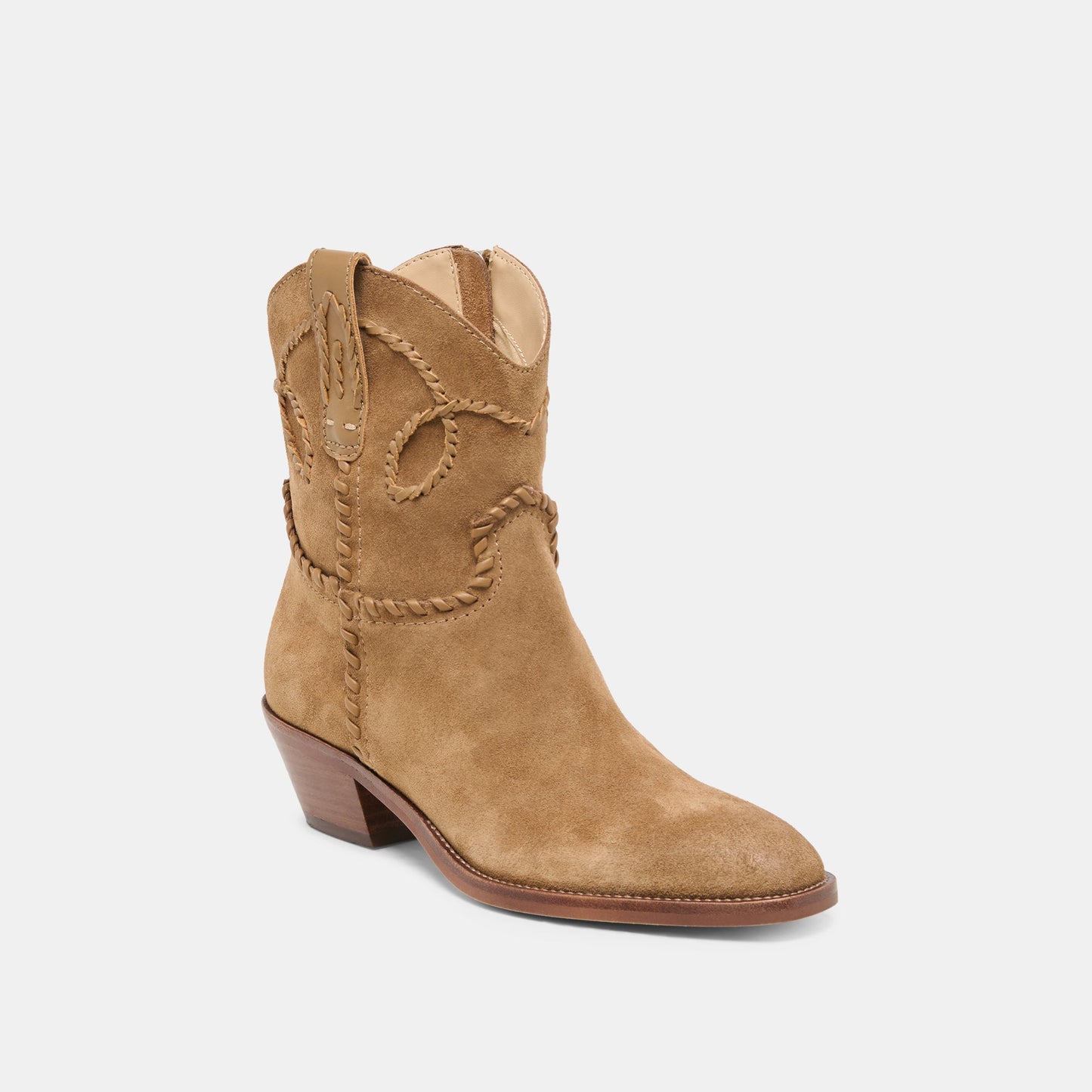 Dolce Vita RUDO Lt Brown Suede Western Pointed-Toe Ankle Boots