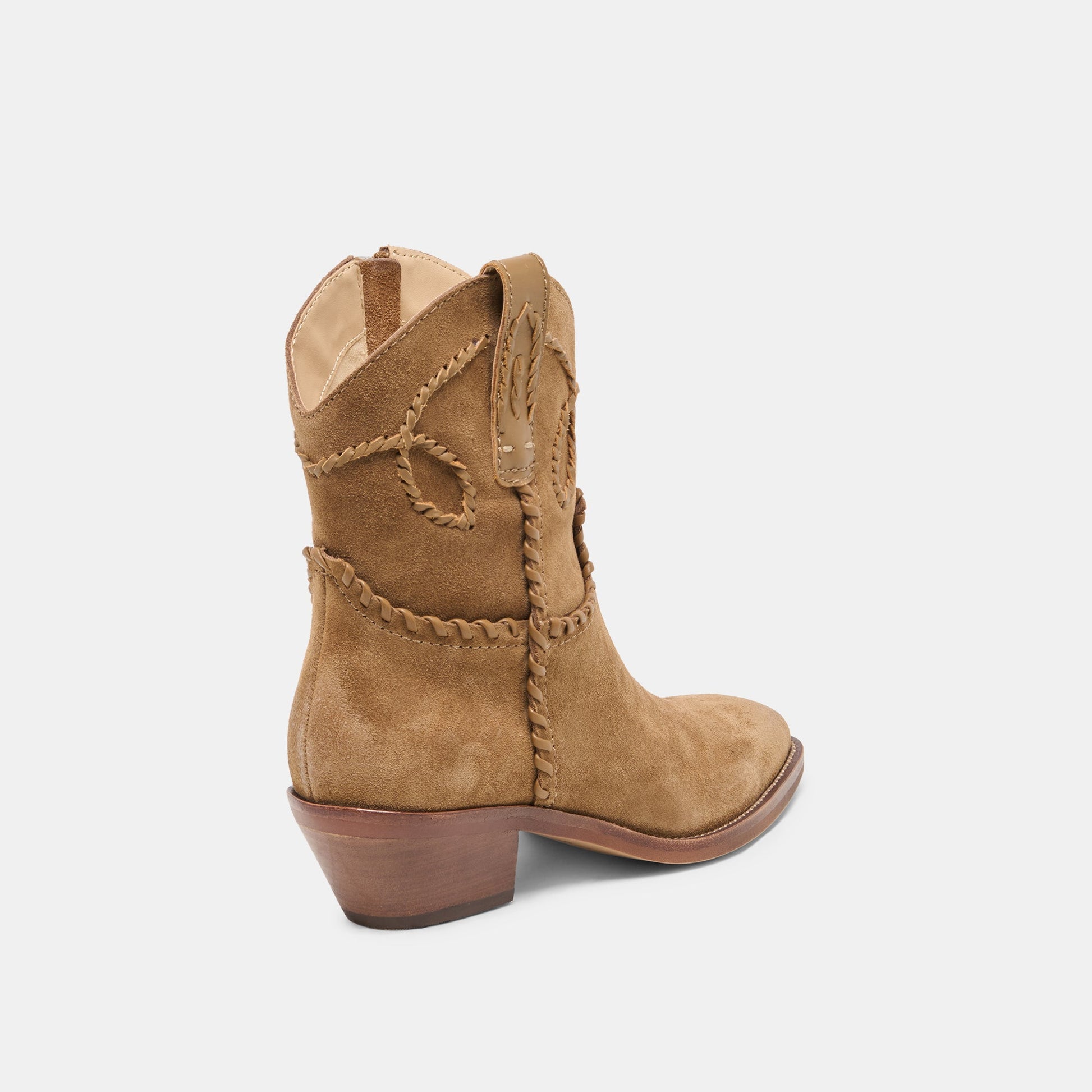 Dolce Vita RUDO Lt Brown Suede Western Pointed-Toe Ankle Boots