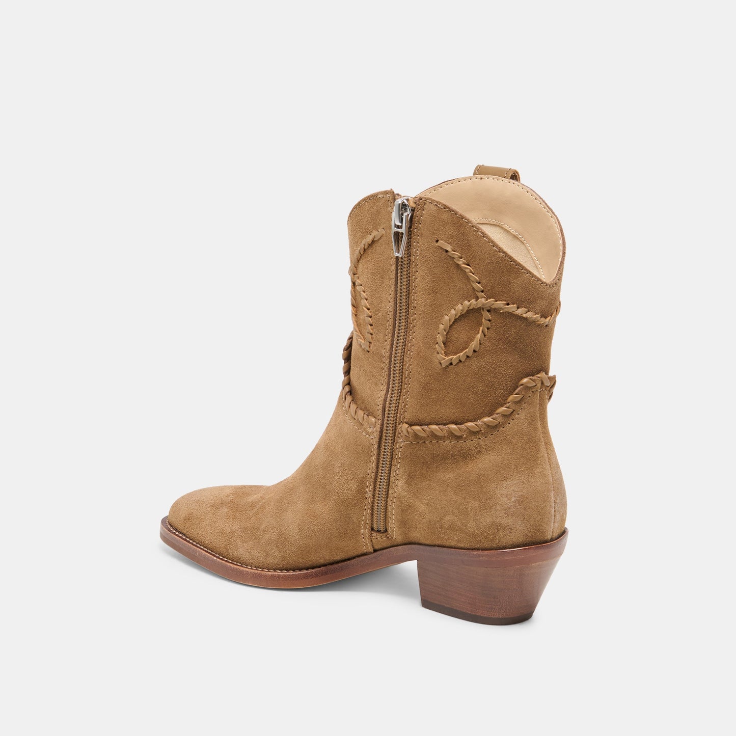 Dolce Vita RUDO Lt Brown Suede Western Pointed-Toe Ankle Boots