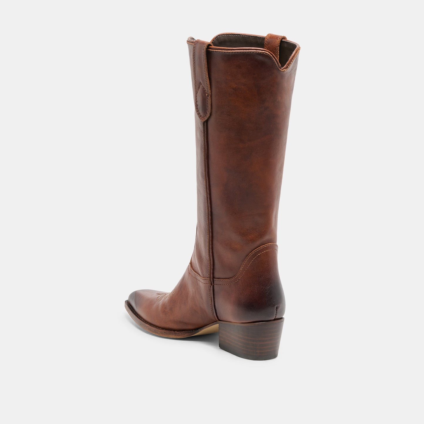Dolce Vita VIGLA Chestnut Leather Pointed-Toe Western Boots