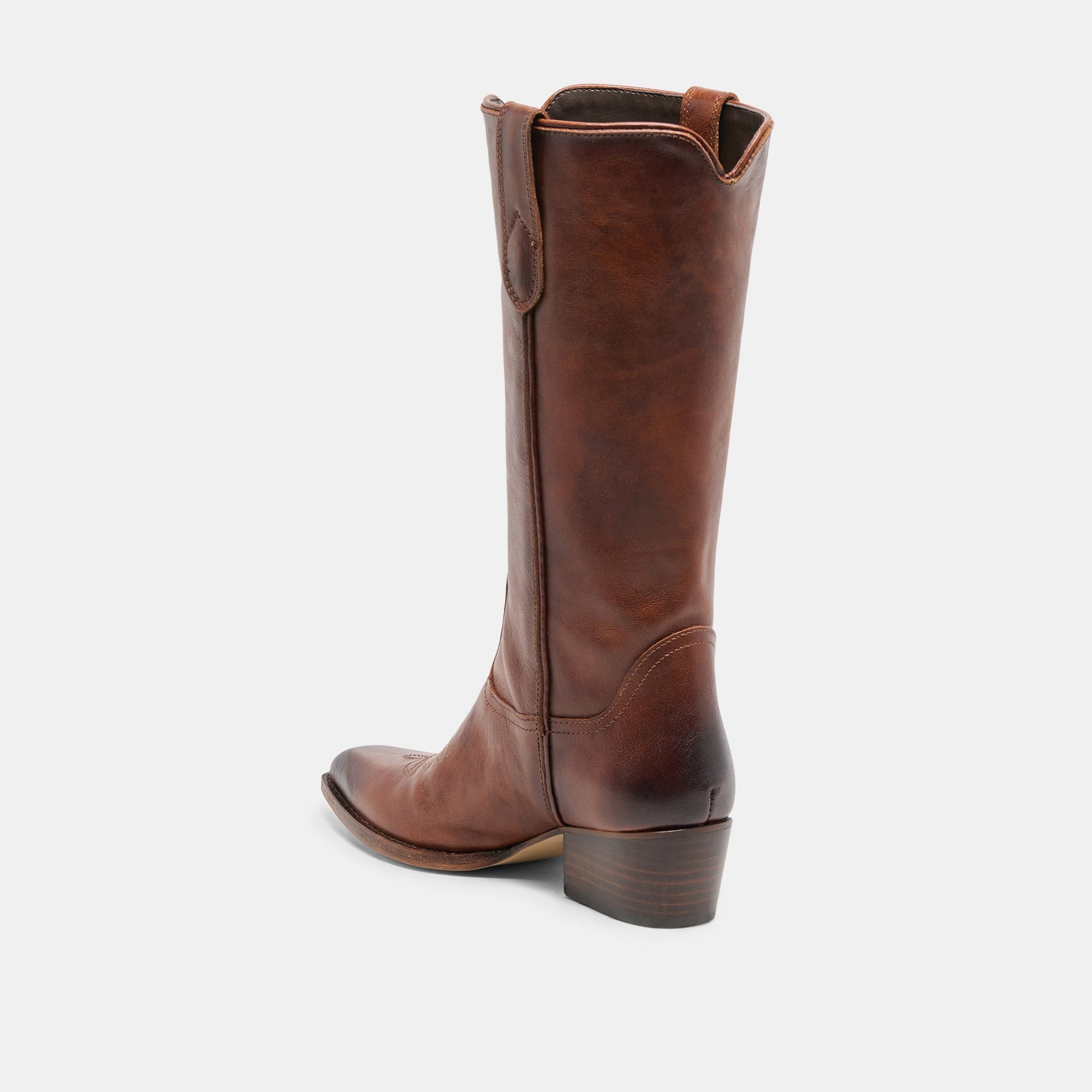 Dolce Vita VIGLA Chestnut Leather Pointed-Toe Western Boots
