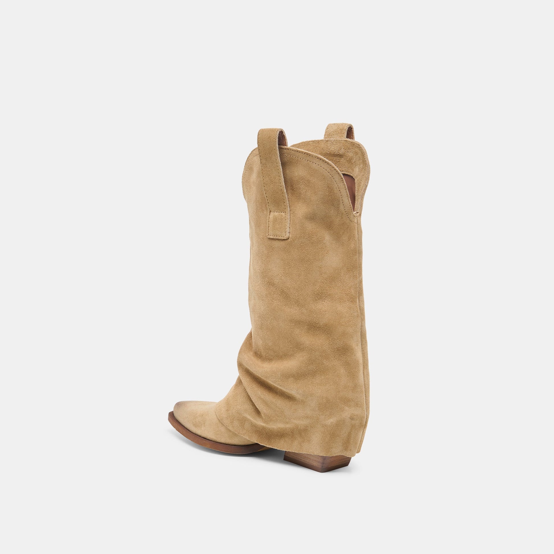 Dolce Vita ROGUE Camel Suede Mid-Calf Western Slouch Boots