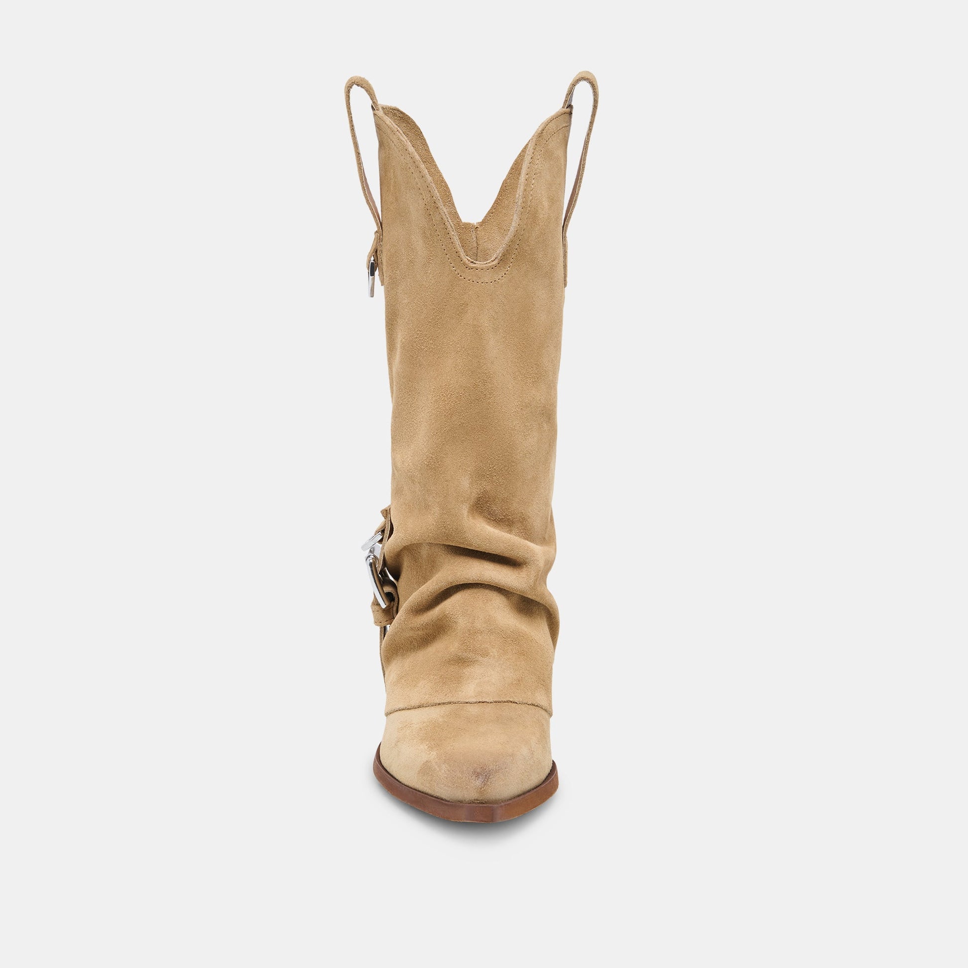 Dolce Vita ROGUE Camel Suede Mid-Calf Western Slouch Boots