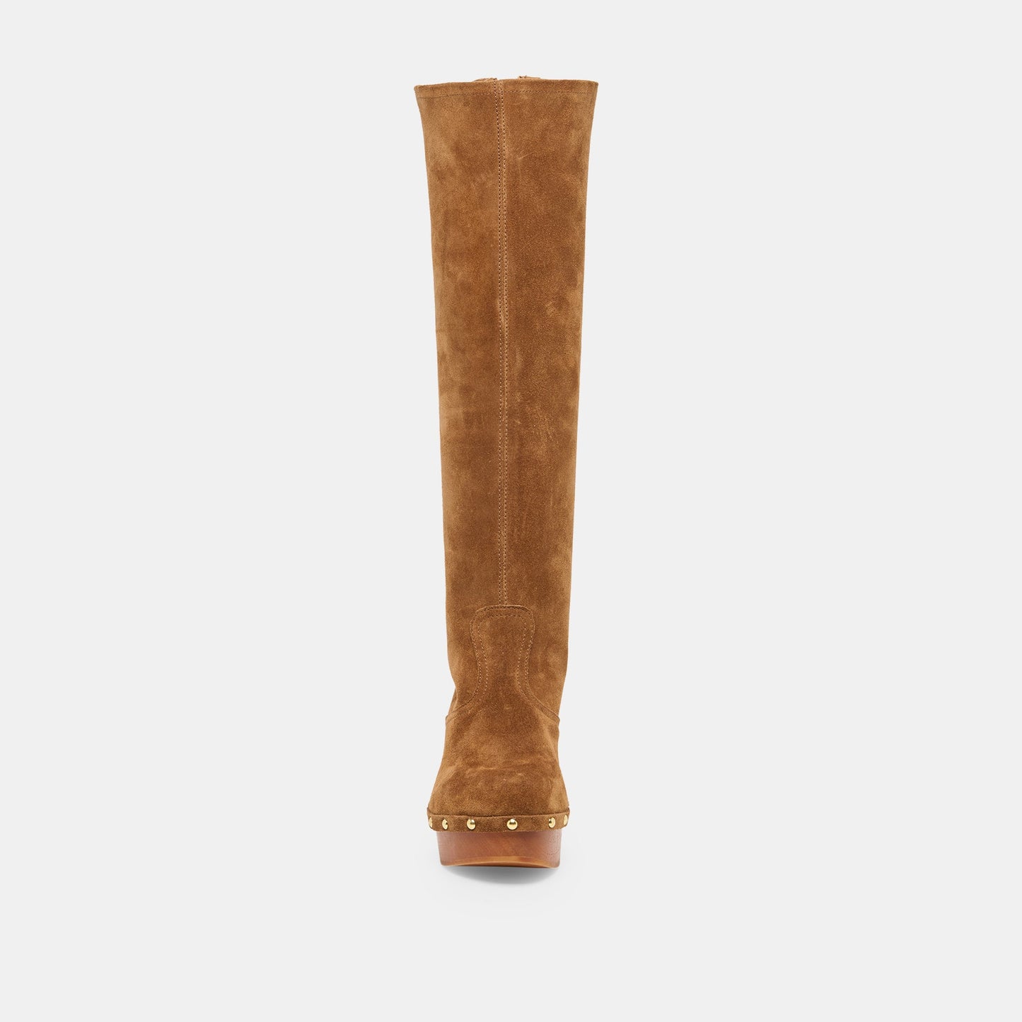Dolce Vita JENNY Chestnut Suede Knee-High Platform Wood Sole Boots