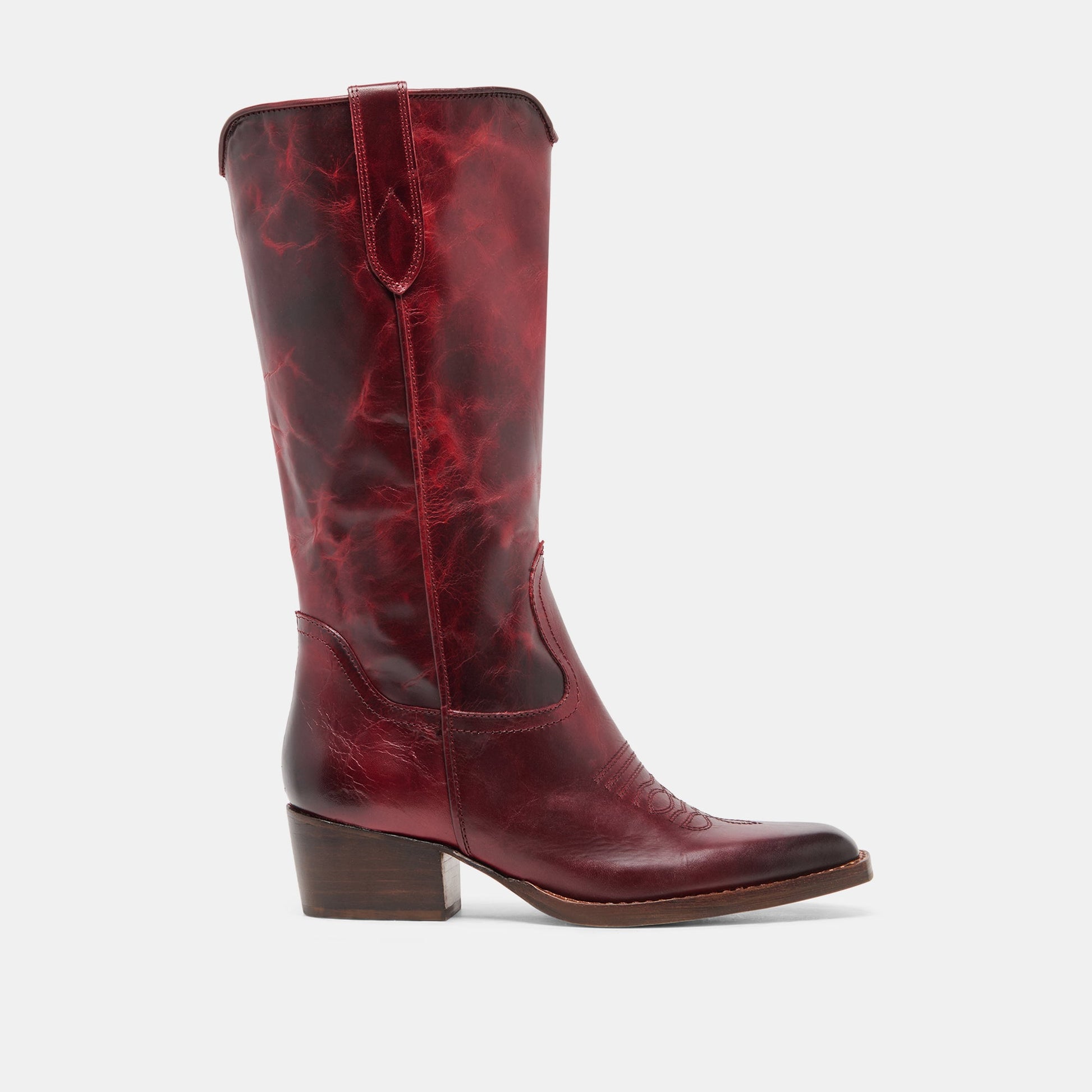 Dolce Vita VIGLA Garnet Leather Pointed-Toe Western Boots