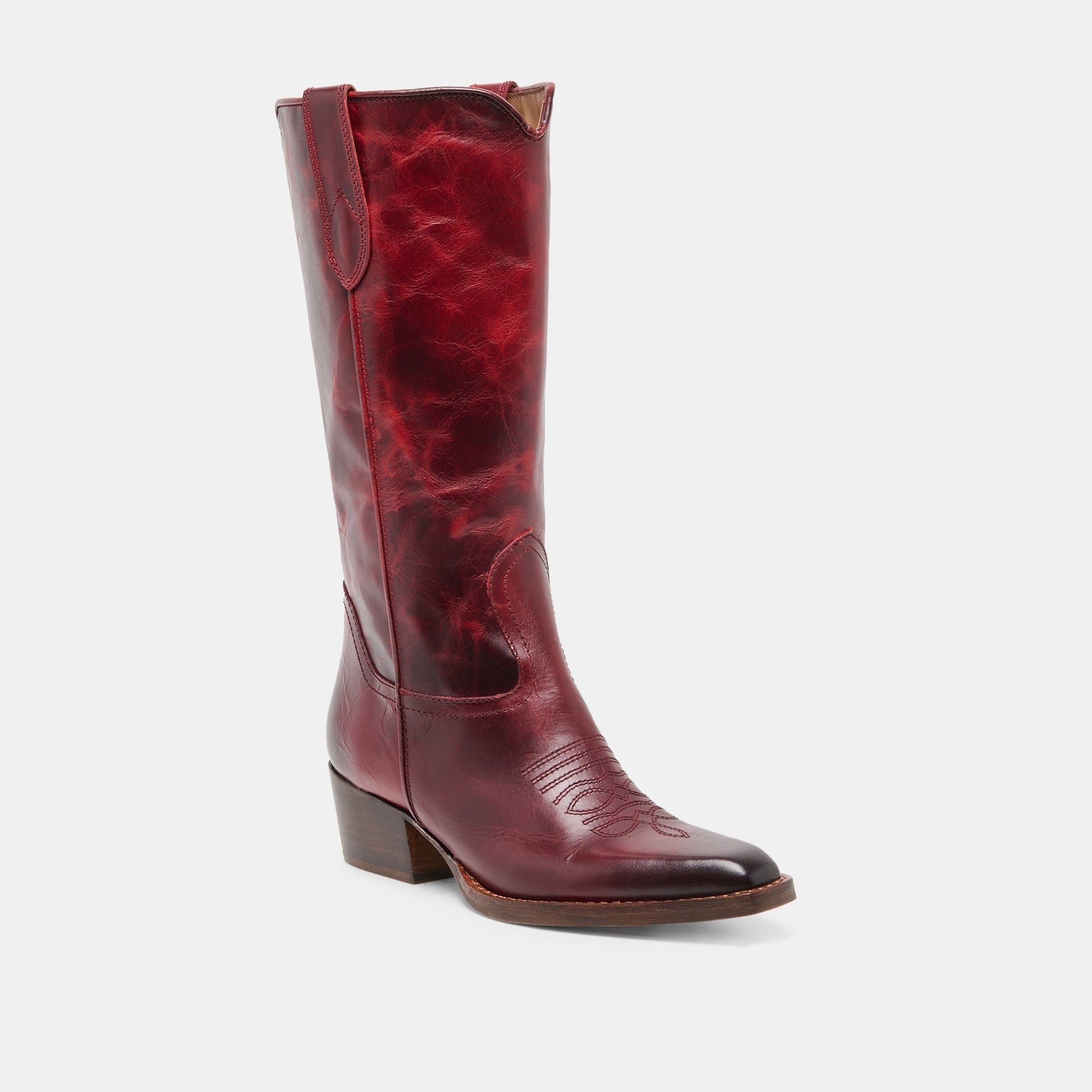 Dolce Vita VIGLA Garnet Leather Pointed-Toe Western Boots