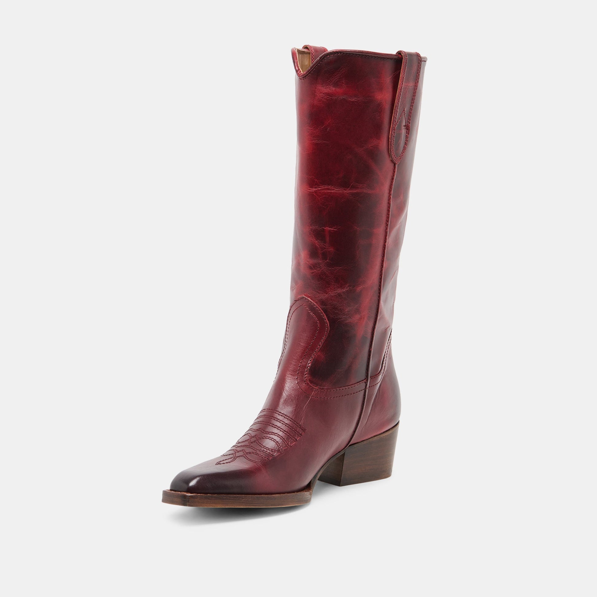 Dolce Vita VIGLA Garnet Leather Pointed-Toe Western Boots