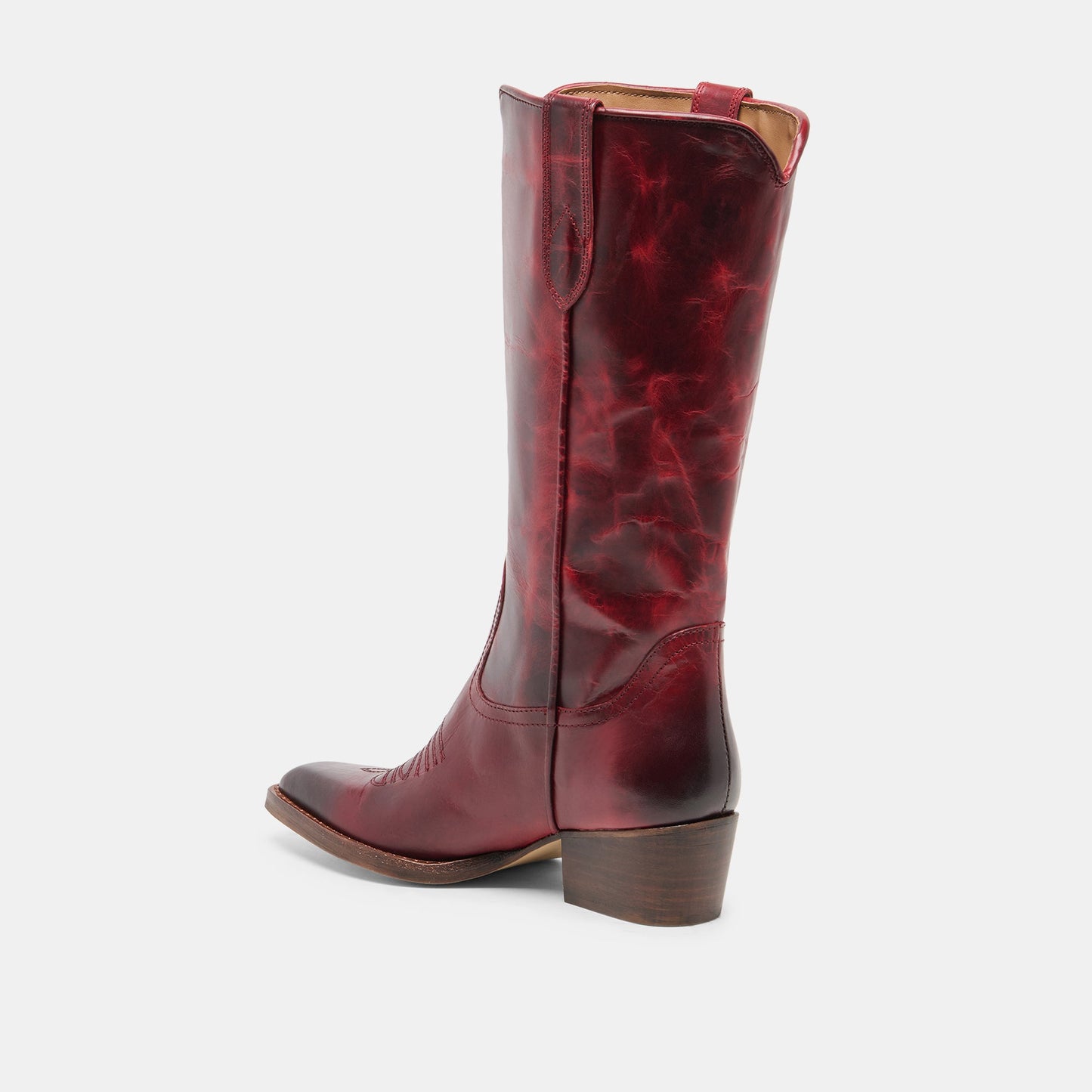 Dolce Vita VIGLA Garnet Leather Pointed-Toe Western Boots