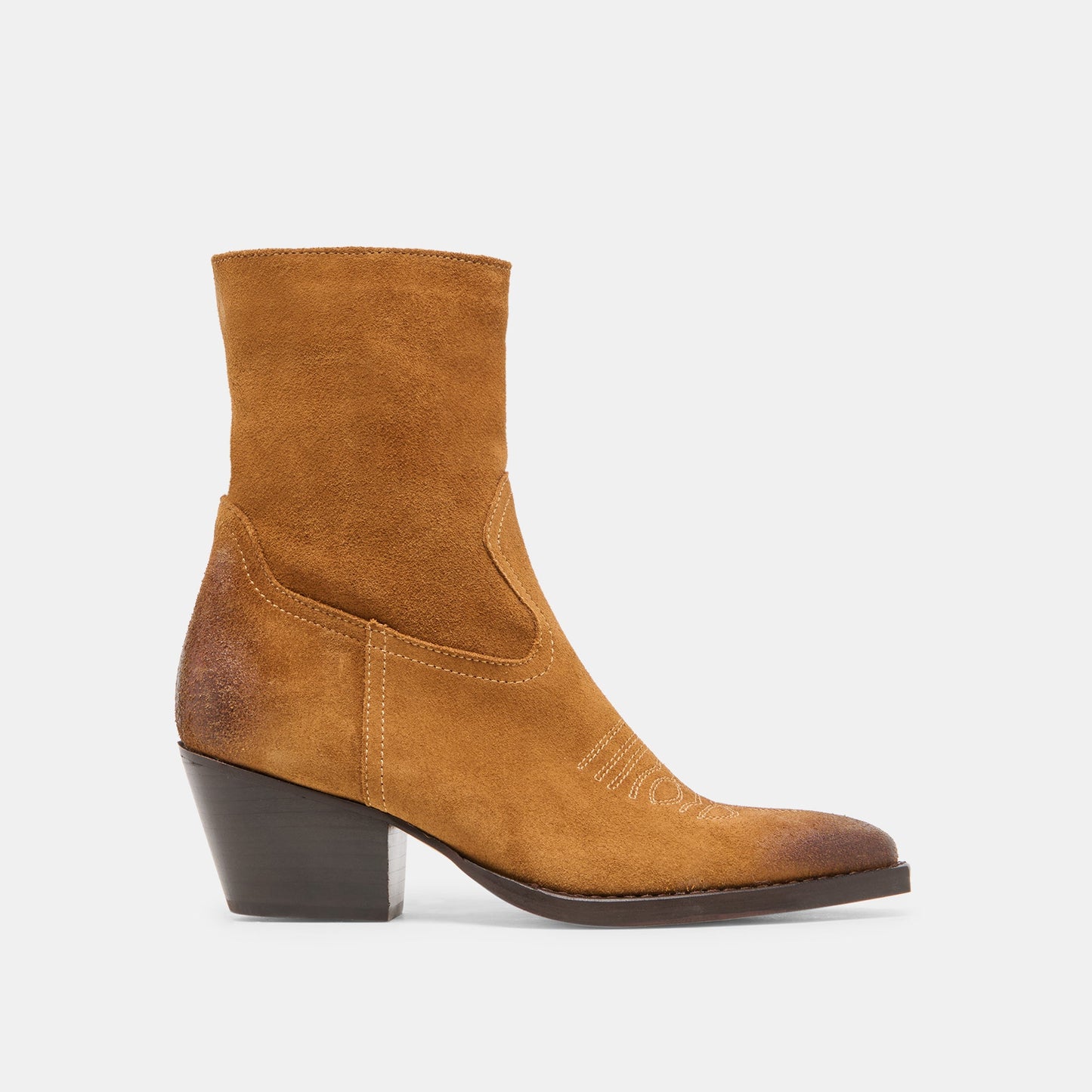 Dolce Vita KLYDE Cognac Suede Block Heel Ankle Boots