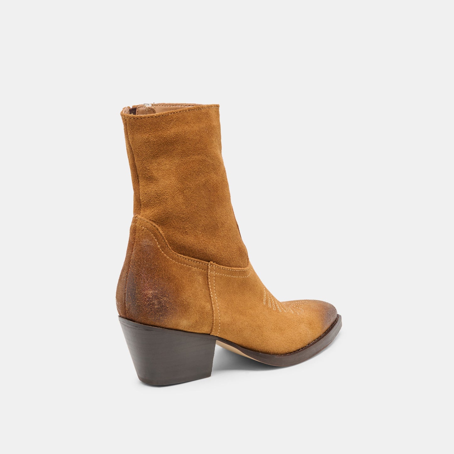 Dolce Vita KLYDE Cognac Suede Block Heel Ankle Boots