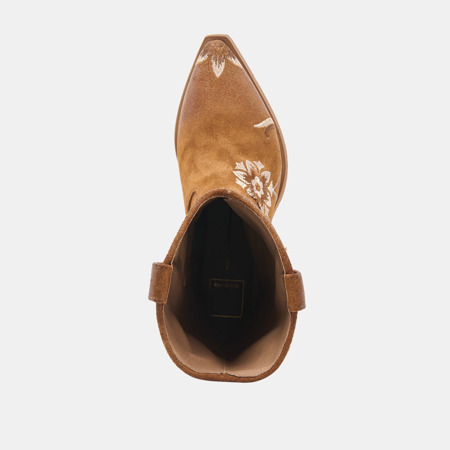 Dolce Vita BRANDO Tan Suede Embroidered Pointed-Toe Western Boots