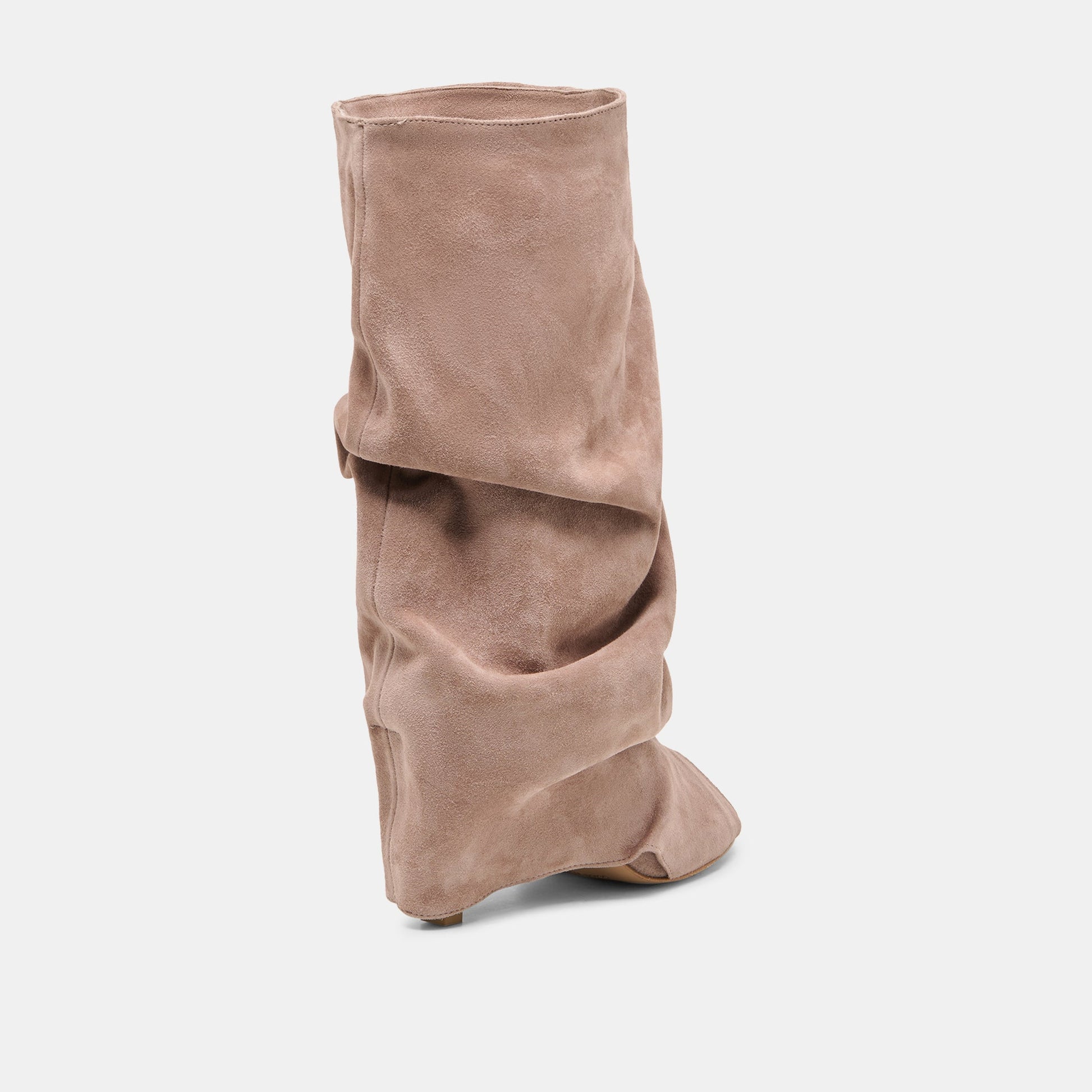 Dolce Vita CLYFF Taupe Suede Slouch Foldover Open-Toe Boots