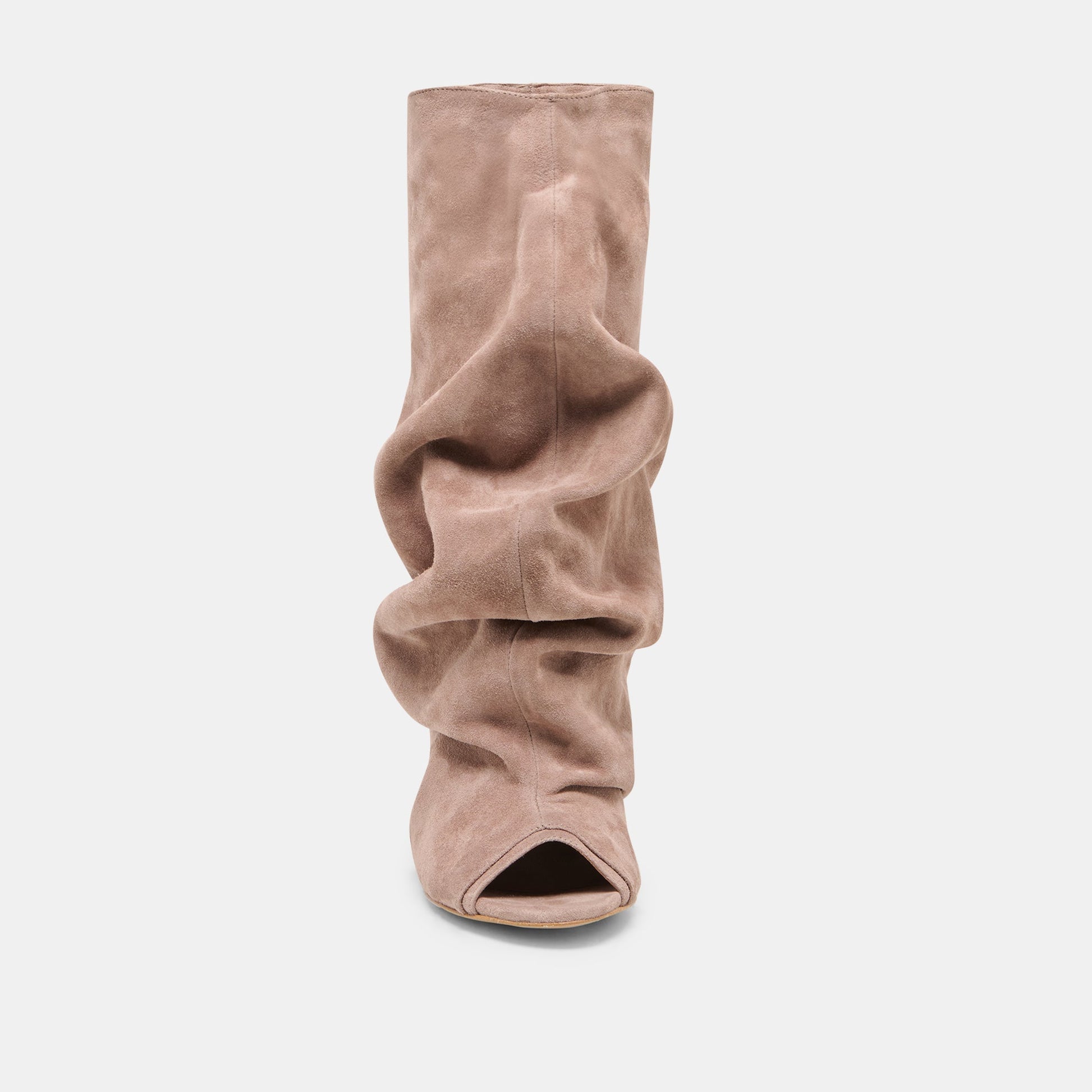 Dolce Vita CLYFF Taupe Suede Slouch Foldover Open-Toe Boots