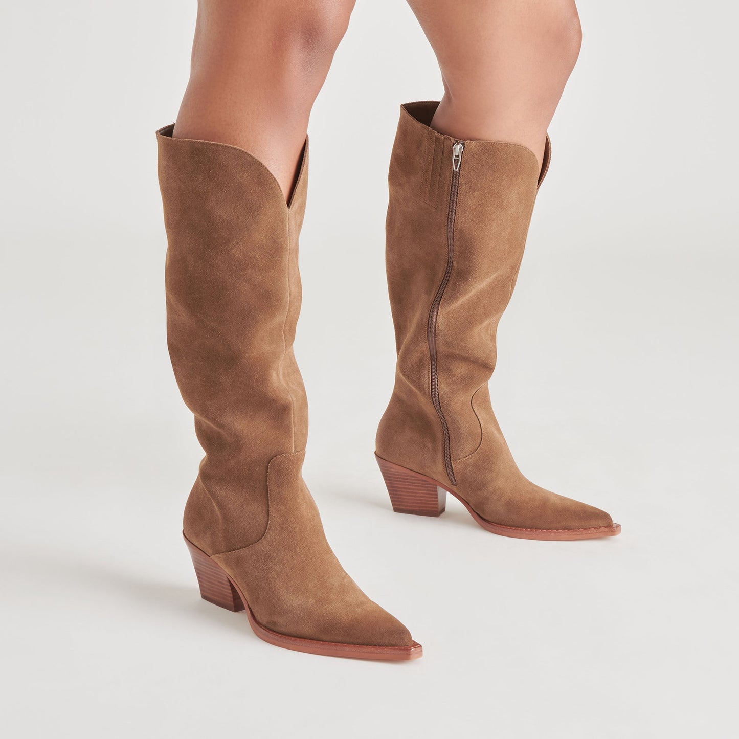 Dolce Vita RAJ Wide Calf Boots Brown Suede | Women's Brown Suede Knee-High Boots
 – Dolce Vita