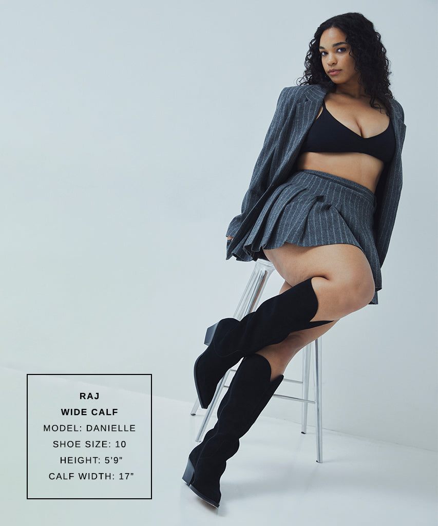 Dolce Vita RAJ Wide Calf Boots Onyx Suede | Women's Onyx Suede Knee-High Boots
 – Dolce Vita