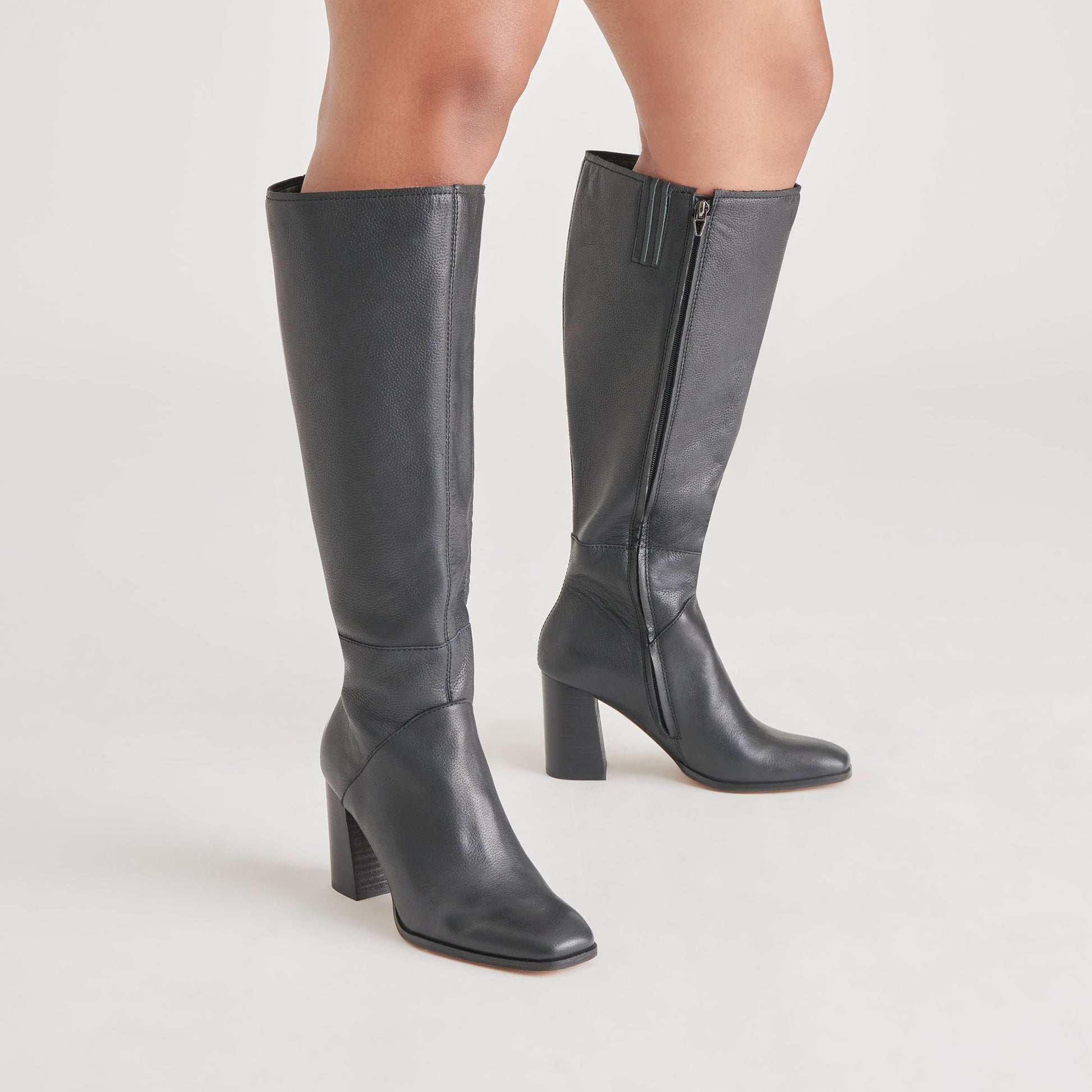 Dolce Vita FYNN Wide Calf Boots Onyx Leather | Women's Onyx Knee-High Boots
 – Dolce Vita