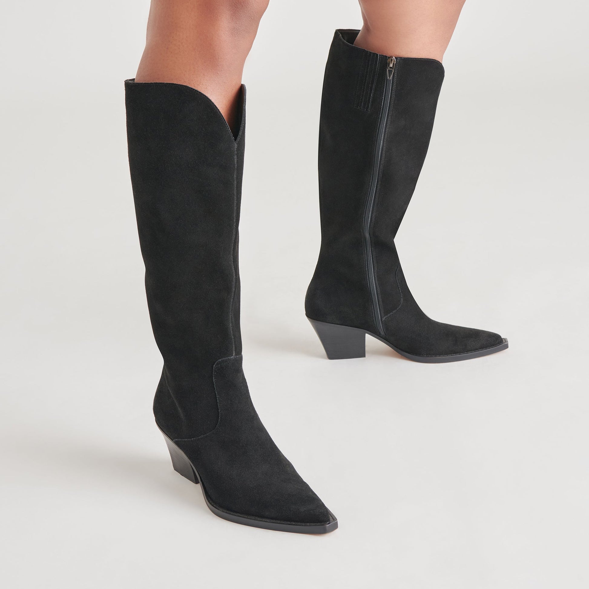 Dolce Vita RAJ Wide Calf Boots Onyx Suede | Women's Onyx Suede Knee-High Boots
 – Dolce Vita
