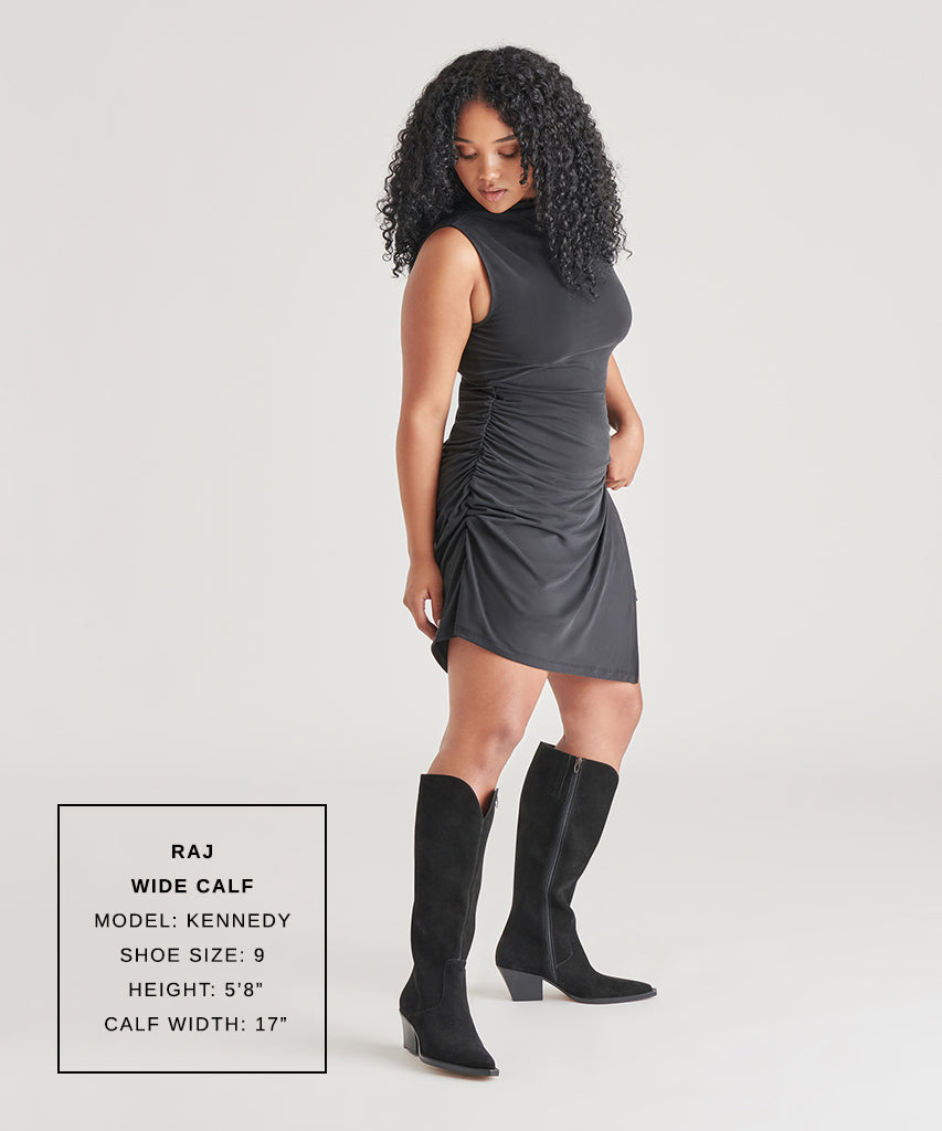 Dolce Vita RAJ Wide Calf Boots Onyx Suede | Women's Onyx Suede Knee-High Boots
 – Dolce Vita