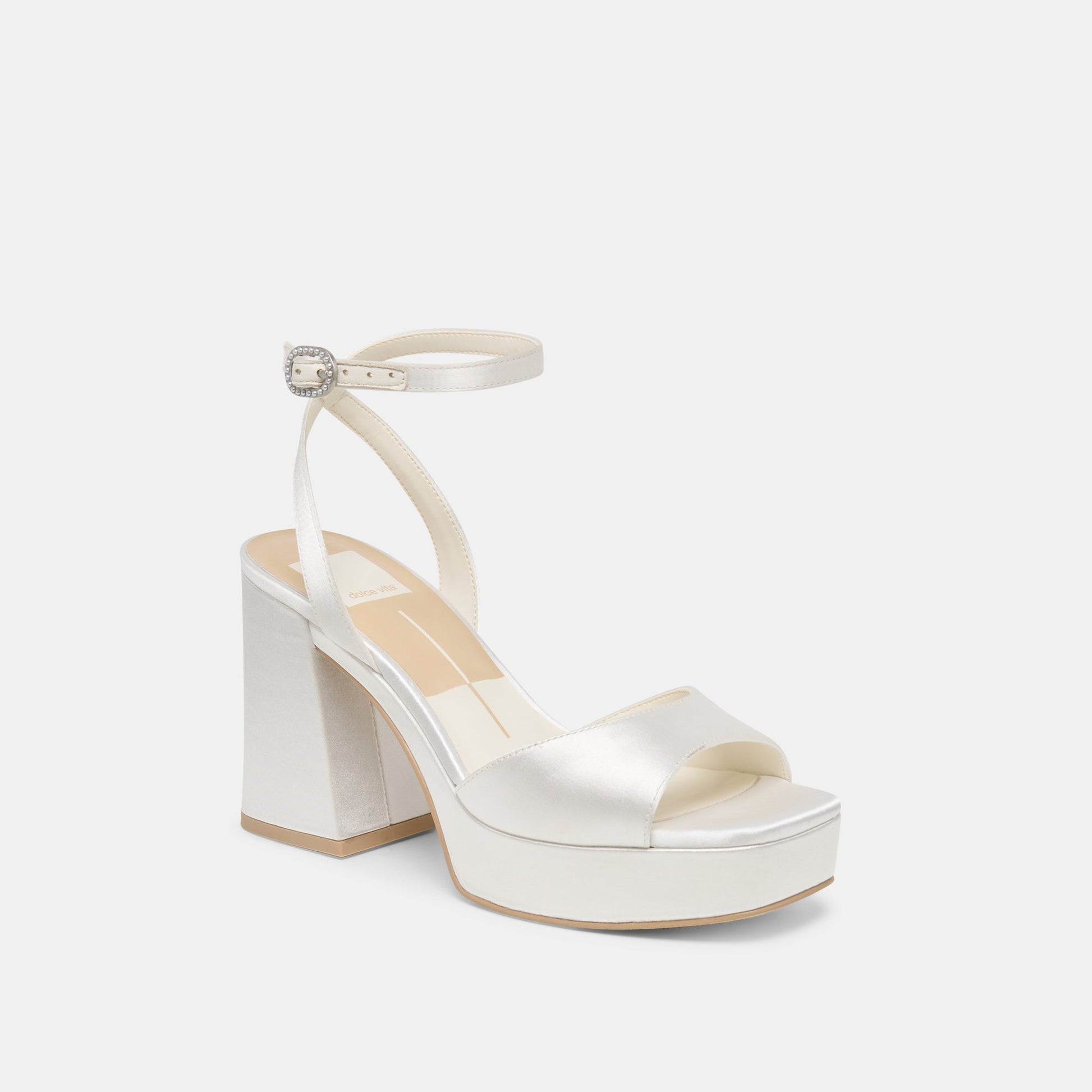 Dolce Vita Felica White Satin Heels