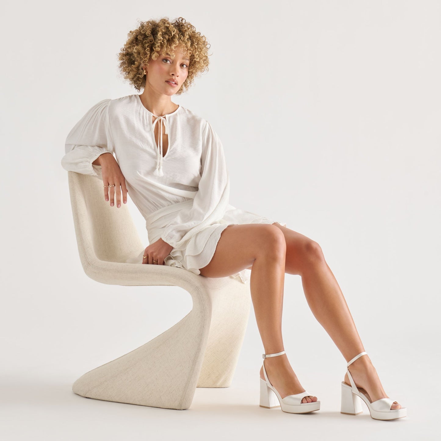 Dolce Vita Felica White Satin Heels