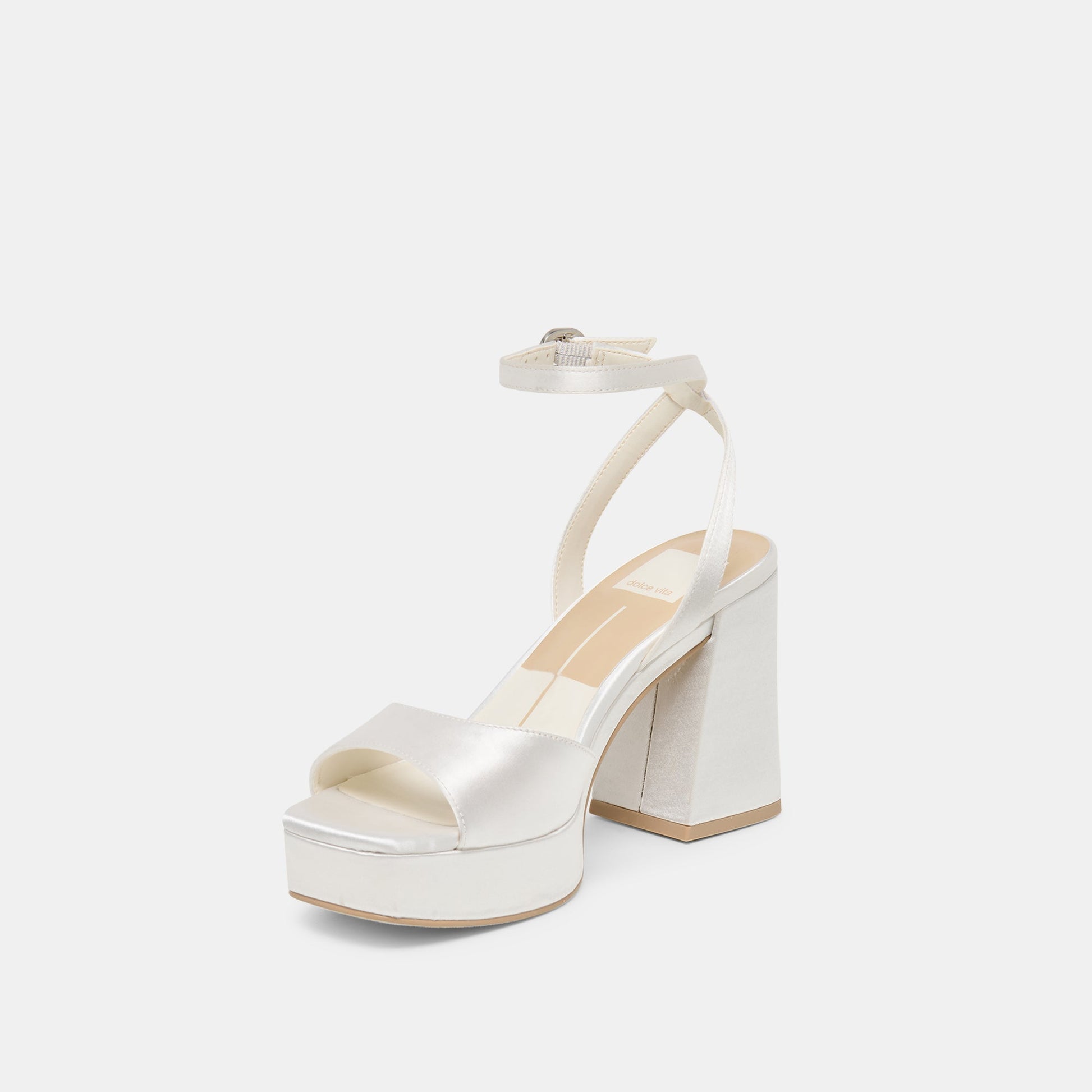 Dolce Vita Felica White Satin Heels