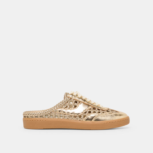 Dolce Vita Notice Slide Gold Woven Stella Sneakers