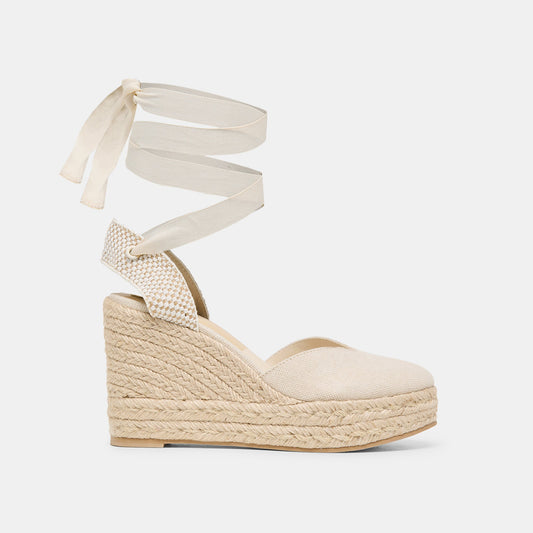 Dolce Vita Noura Ecru Linen Wedges