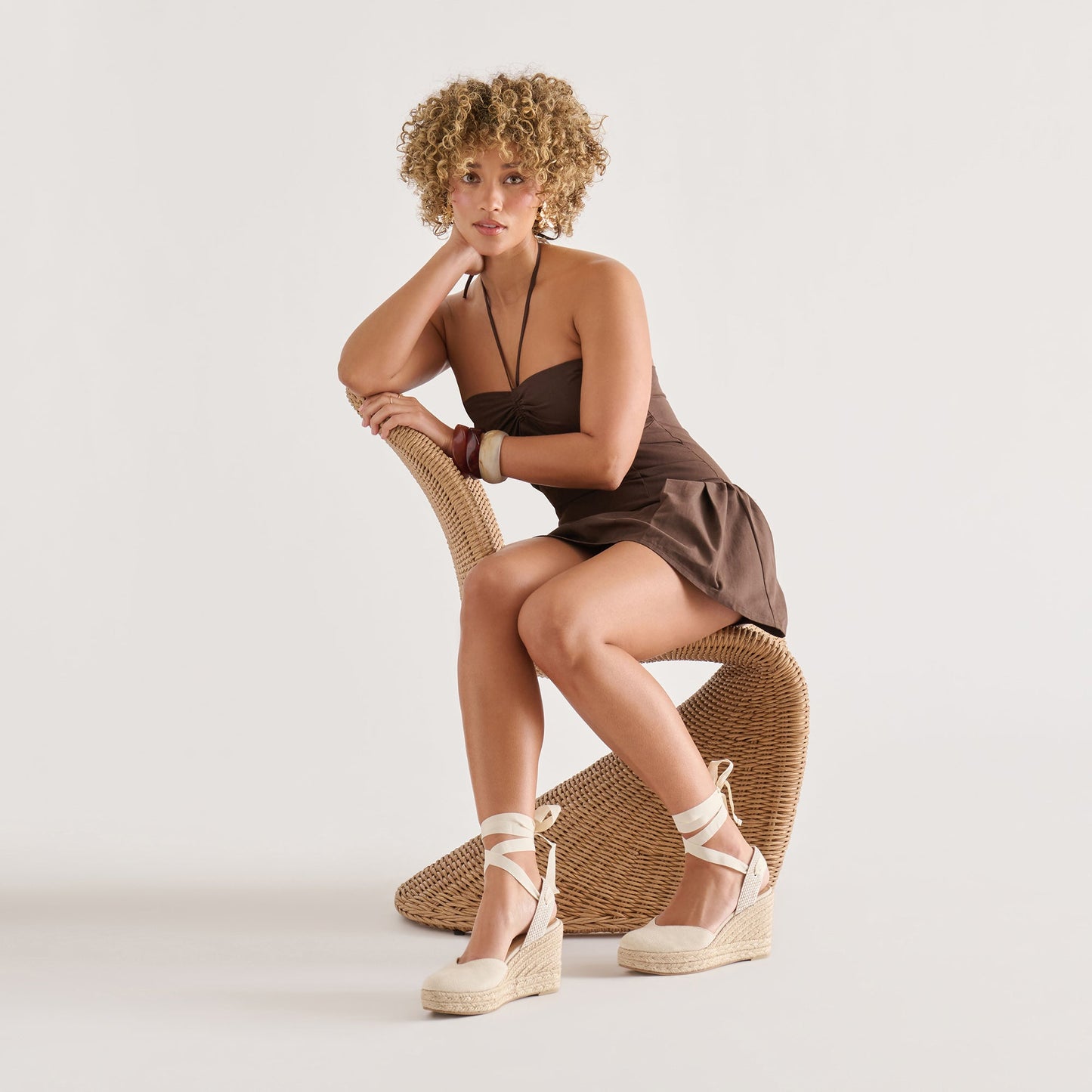 Dolce Vita Noura Ecru Linen Wedges